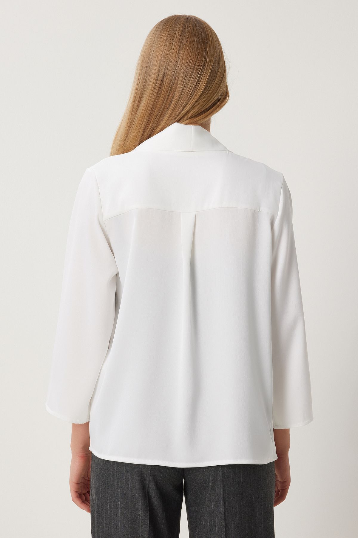 Female Ekru Shawl Neck Set Satin Surface Jacket MC00291