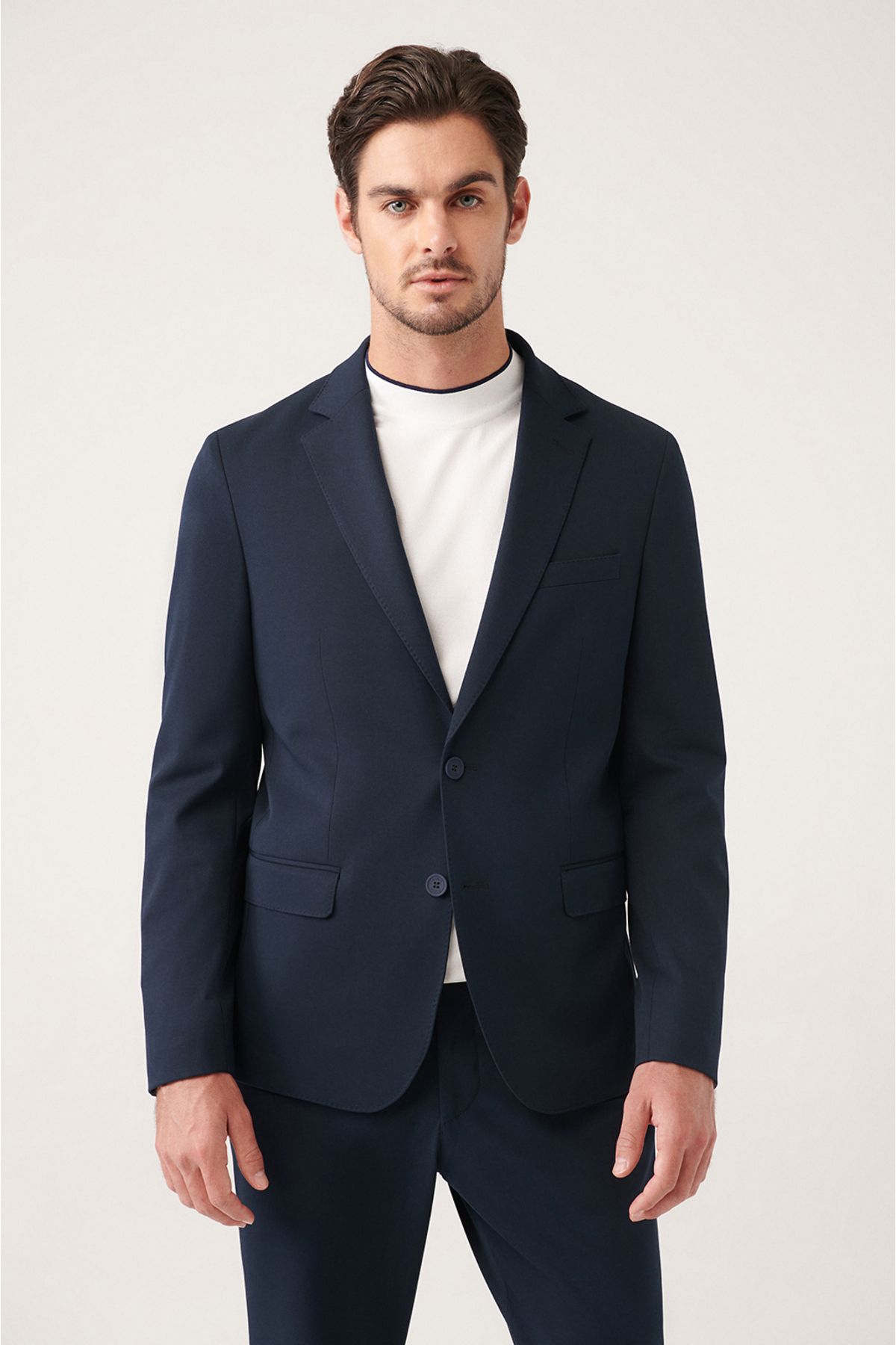 Men's Navy Blue Primer Bi-Stretch Double Slit Jacket A31y4000