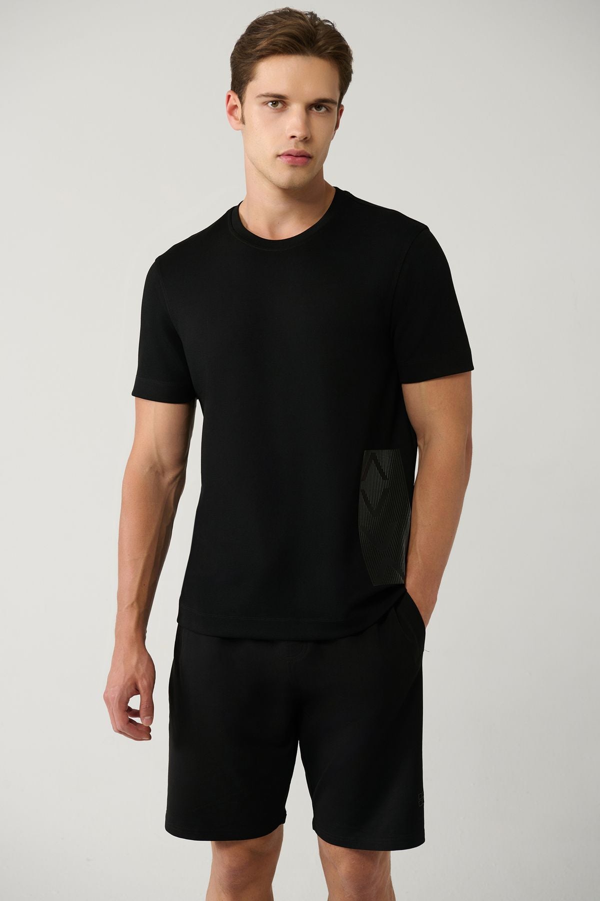 Men's Black Printed Bicycle Yaka Soft Touch T-shirt A41y1328