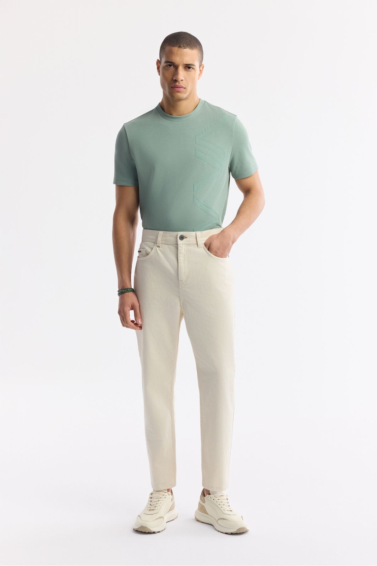 Men's Beige Straight Washing Straight Fit Pants A51y3548