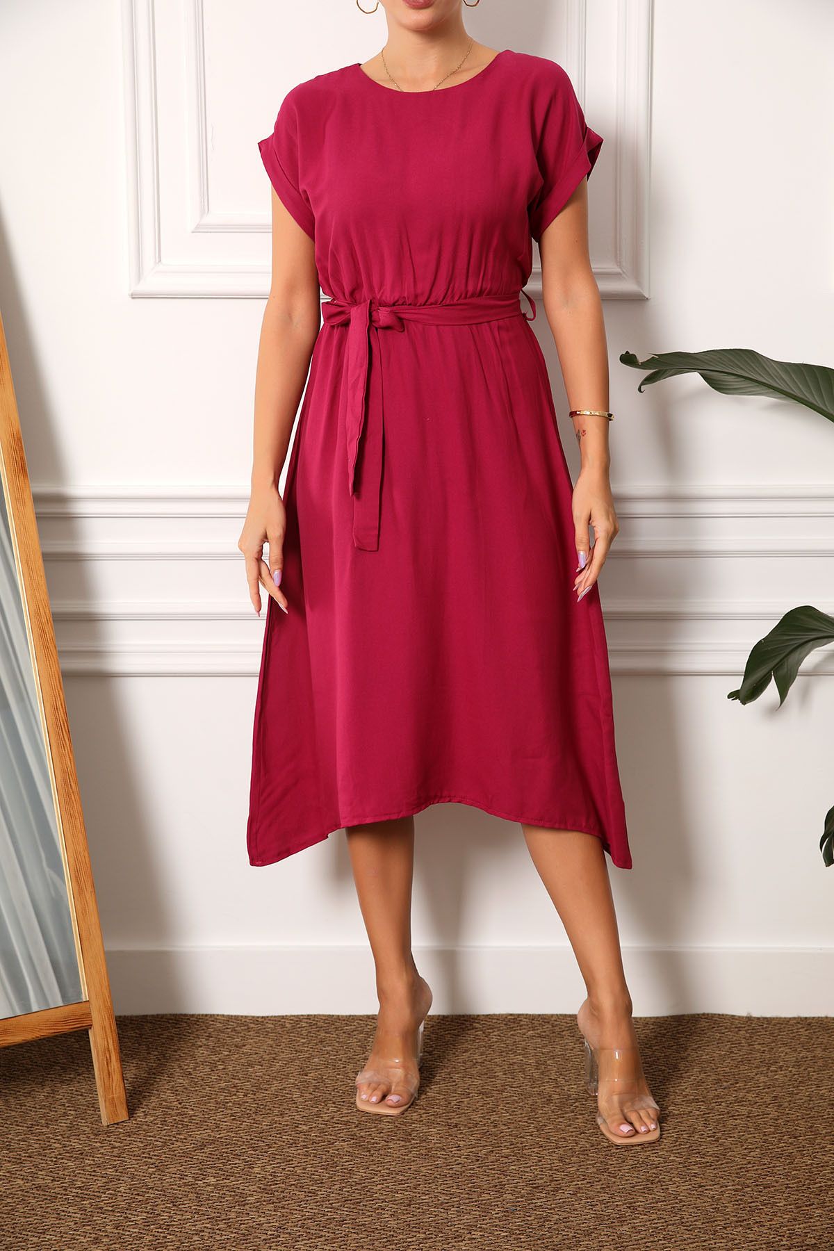 Women's Pins Waist Luckling Dress Arm-19y001060