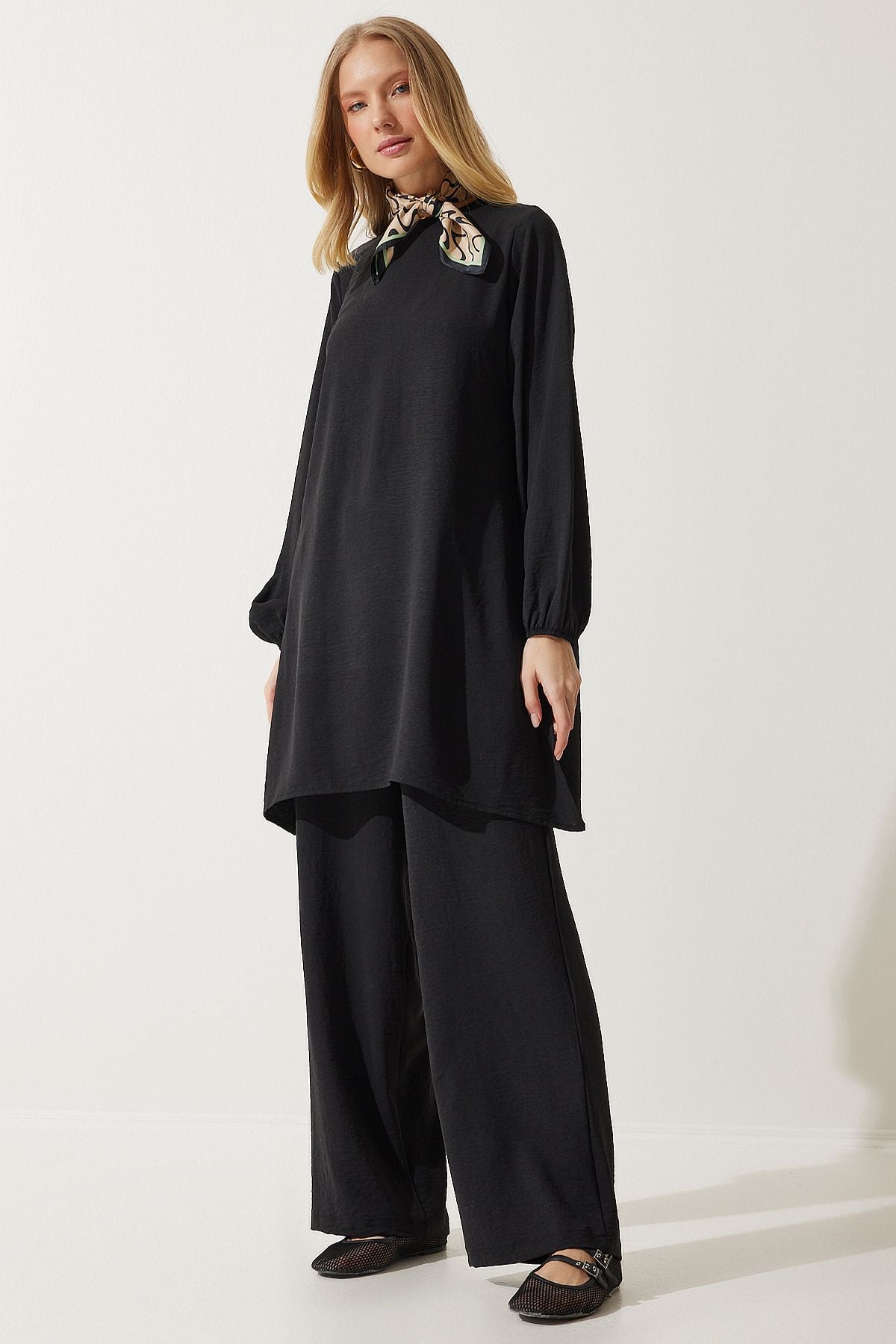 WOMEN BLACKED TUNIC PALAZZO Knitting Set to00133
