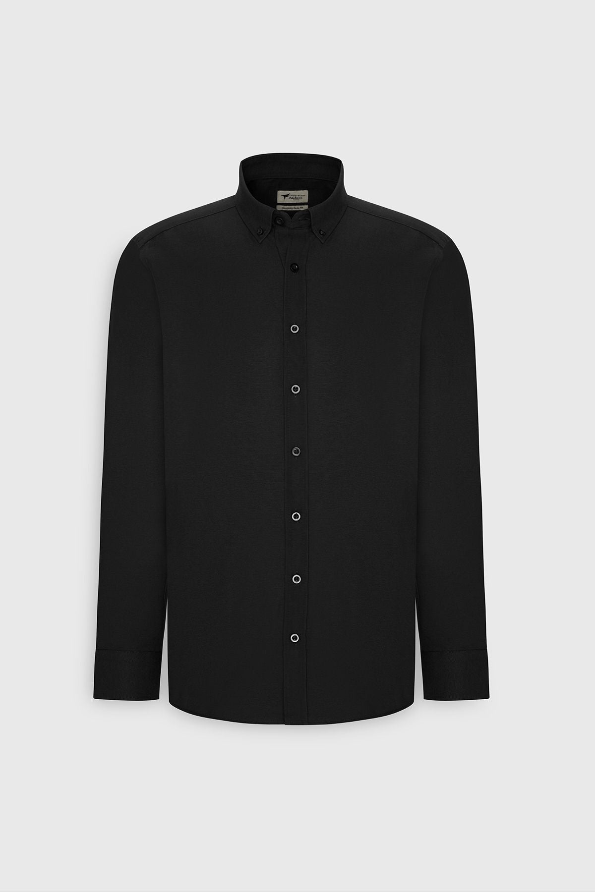 Men's Oxford Black button collar easy to ironed cotton slim fit narrow cut shirt