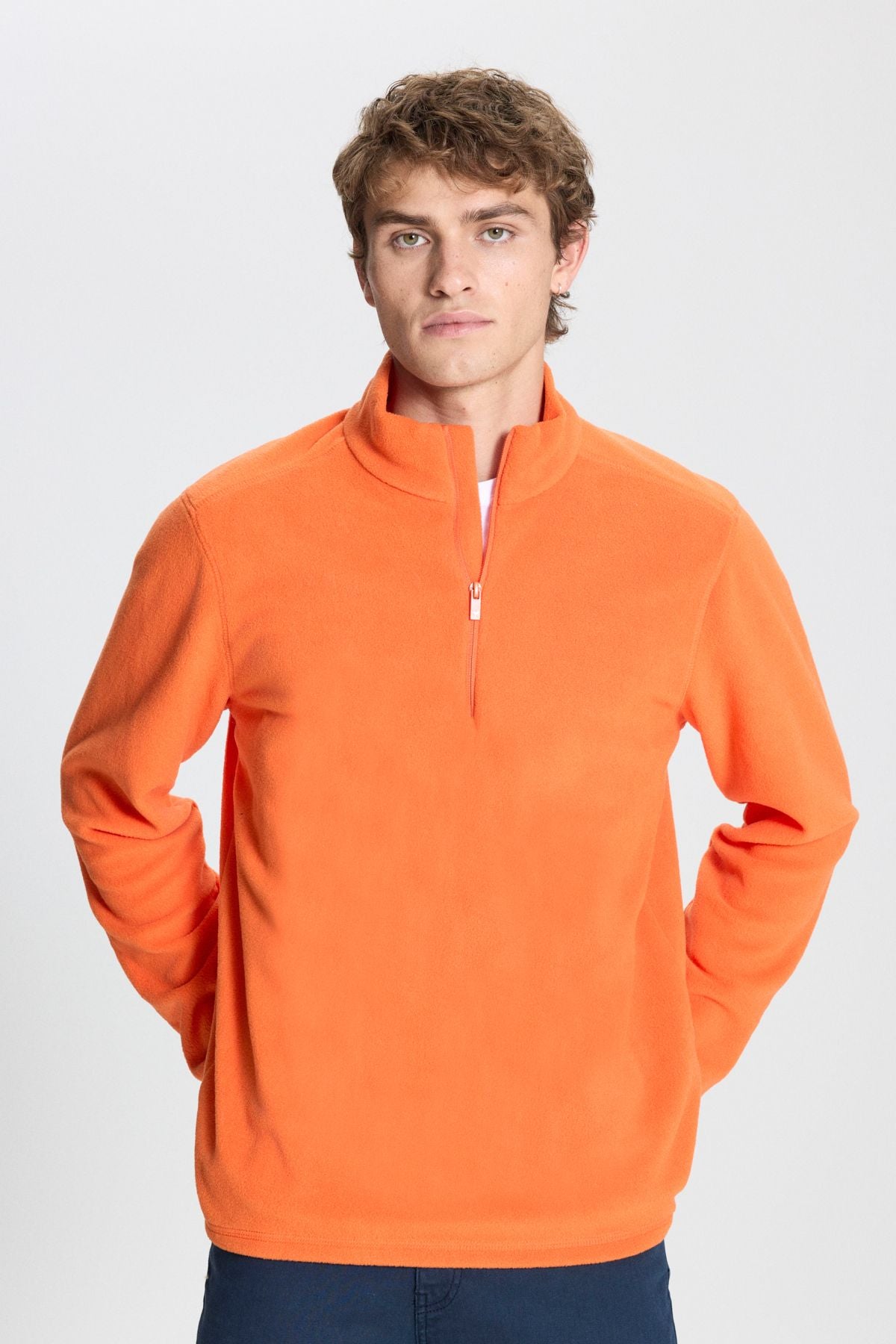 Men's Orange Anti-Pilling Flash Standard Fit Pllage Solder Cold-proof Polar Sweatshirt