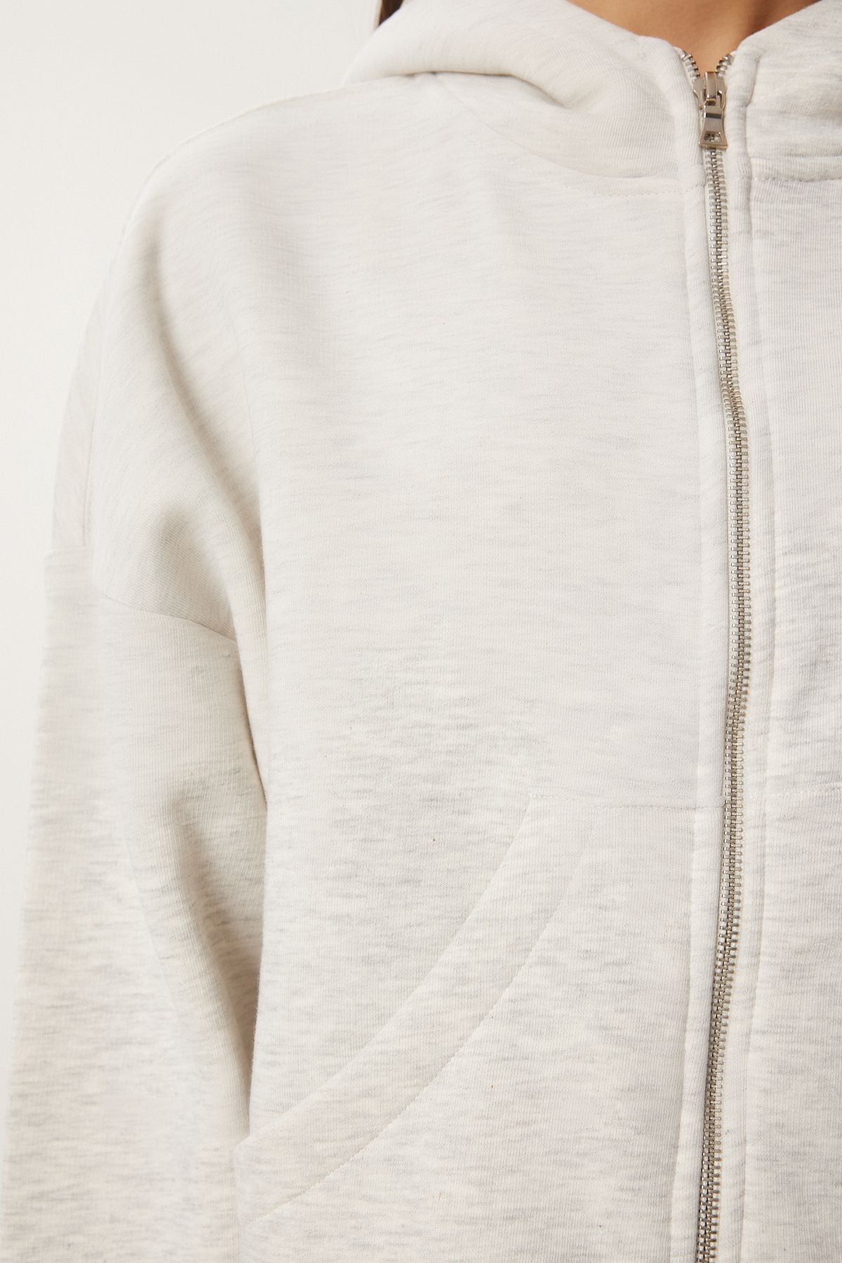 Female Gray Melanj Hooded Zippered Sweatshirt CV00045