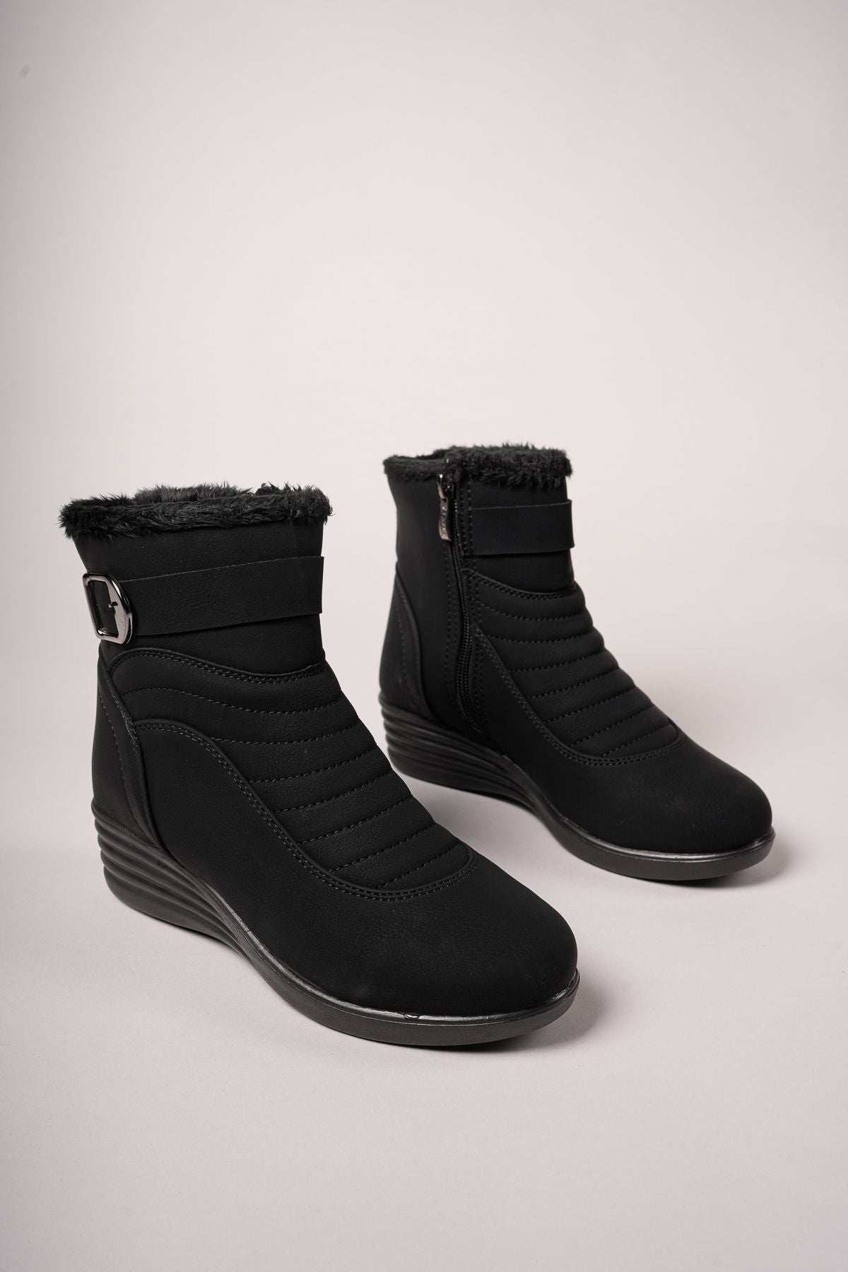 MOILSIA WOMEN'S ZIPPER BOT 0012811 MAT BLACK