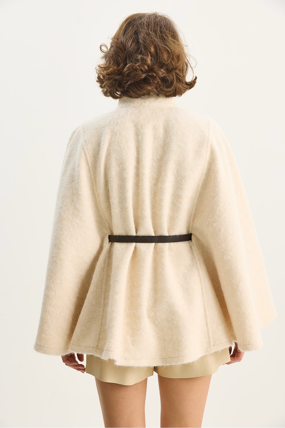 Women's Boucle Fabric Araboy Belted Stash Poncho 8014 60284101