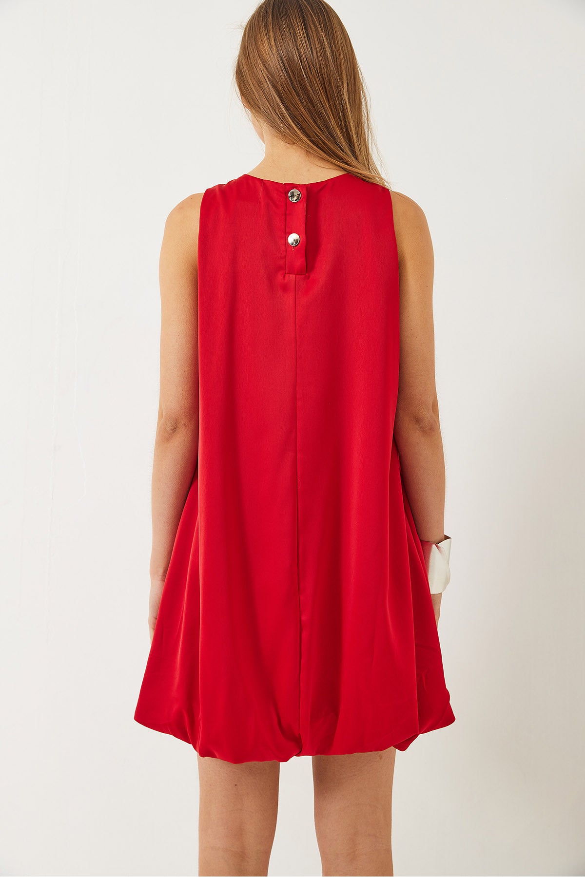 Women's Elastic Hem Lined Satin Balloon Dress 70303 60283006