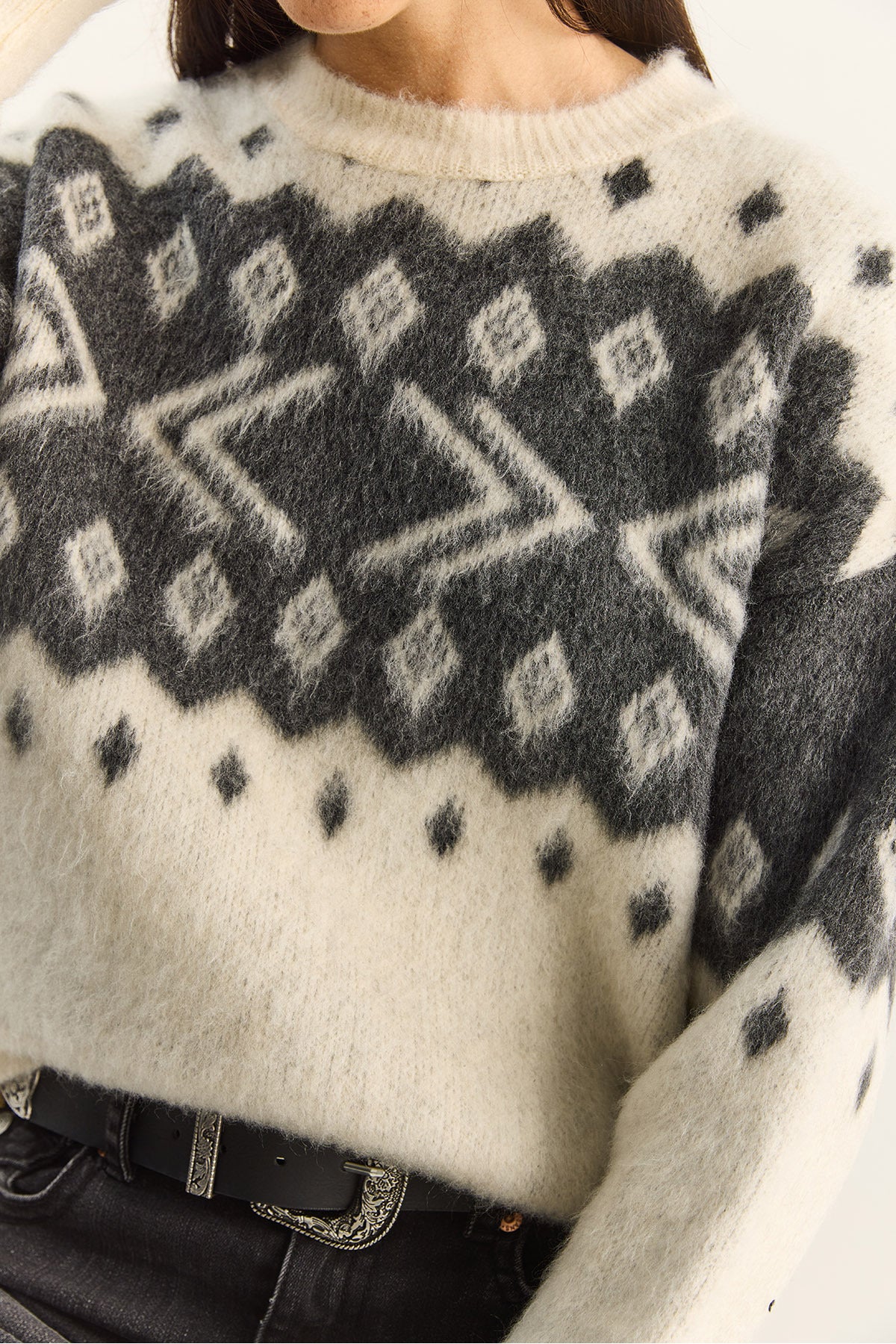 Women's Crew Neck Patterned Rose Gold Knitwear Sweater 20251117