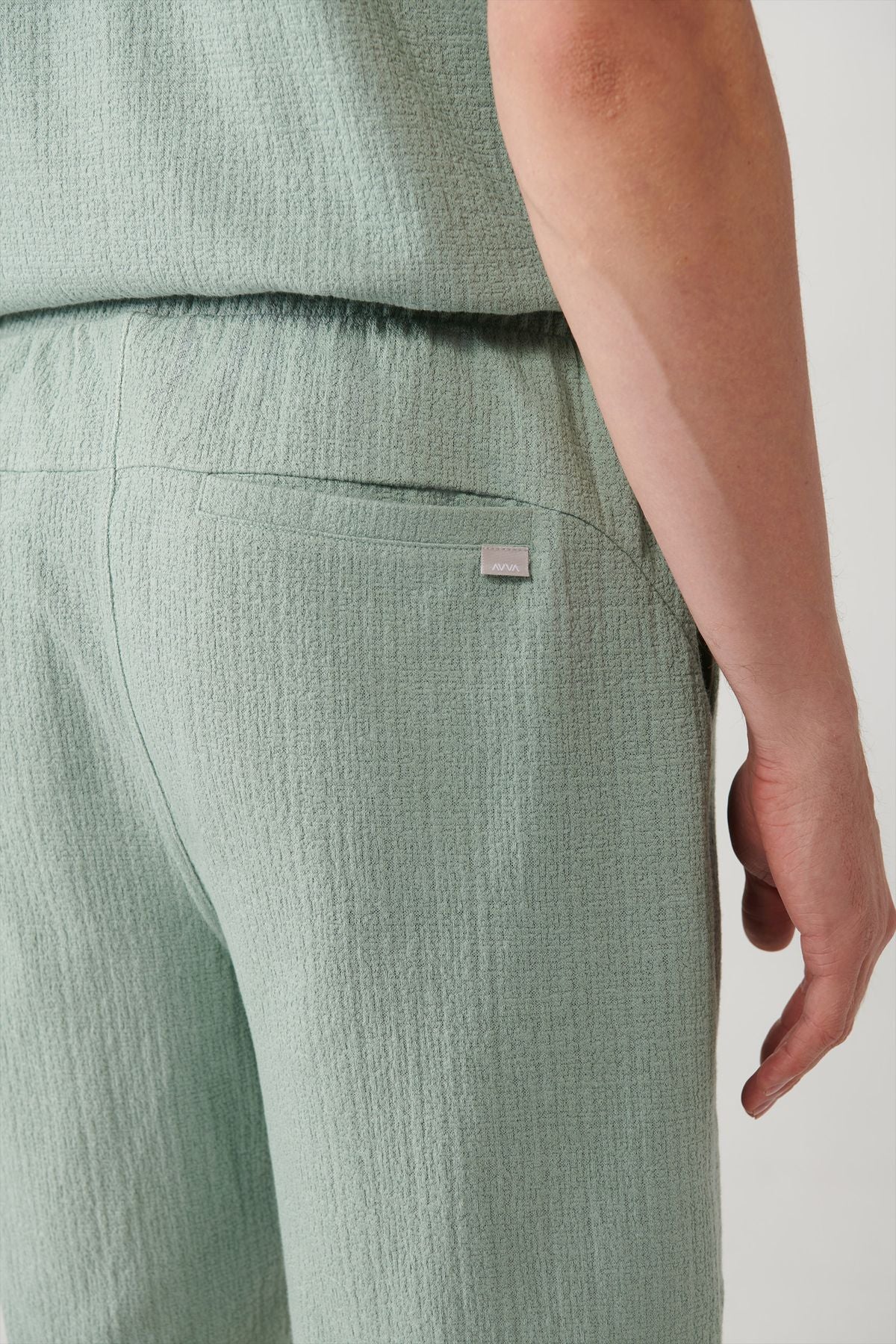 Men's Nile Green Side Pocket Jacquard Short A41y3607