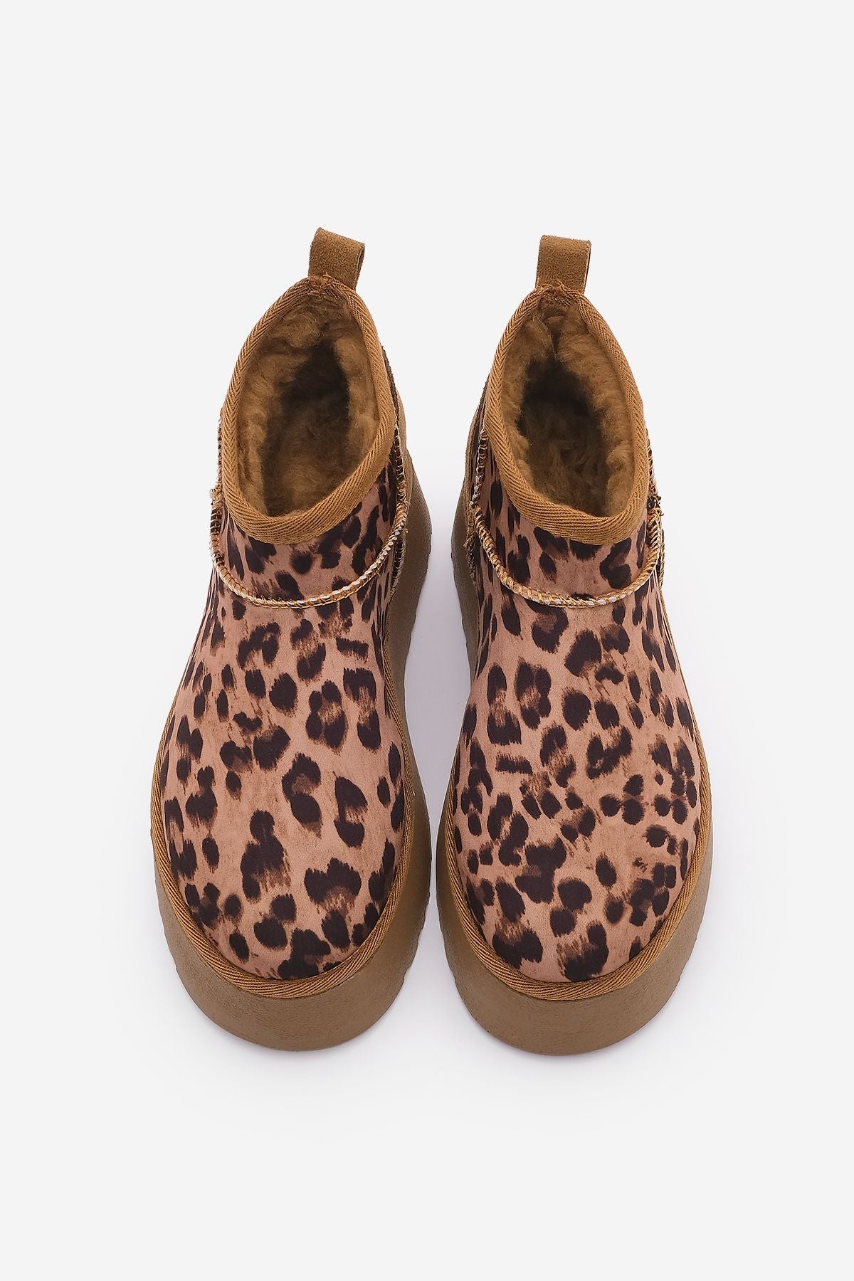 Women's thick base fur half boat tafis leopard leopard