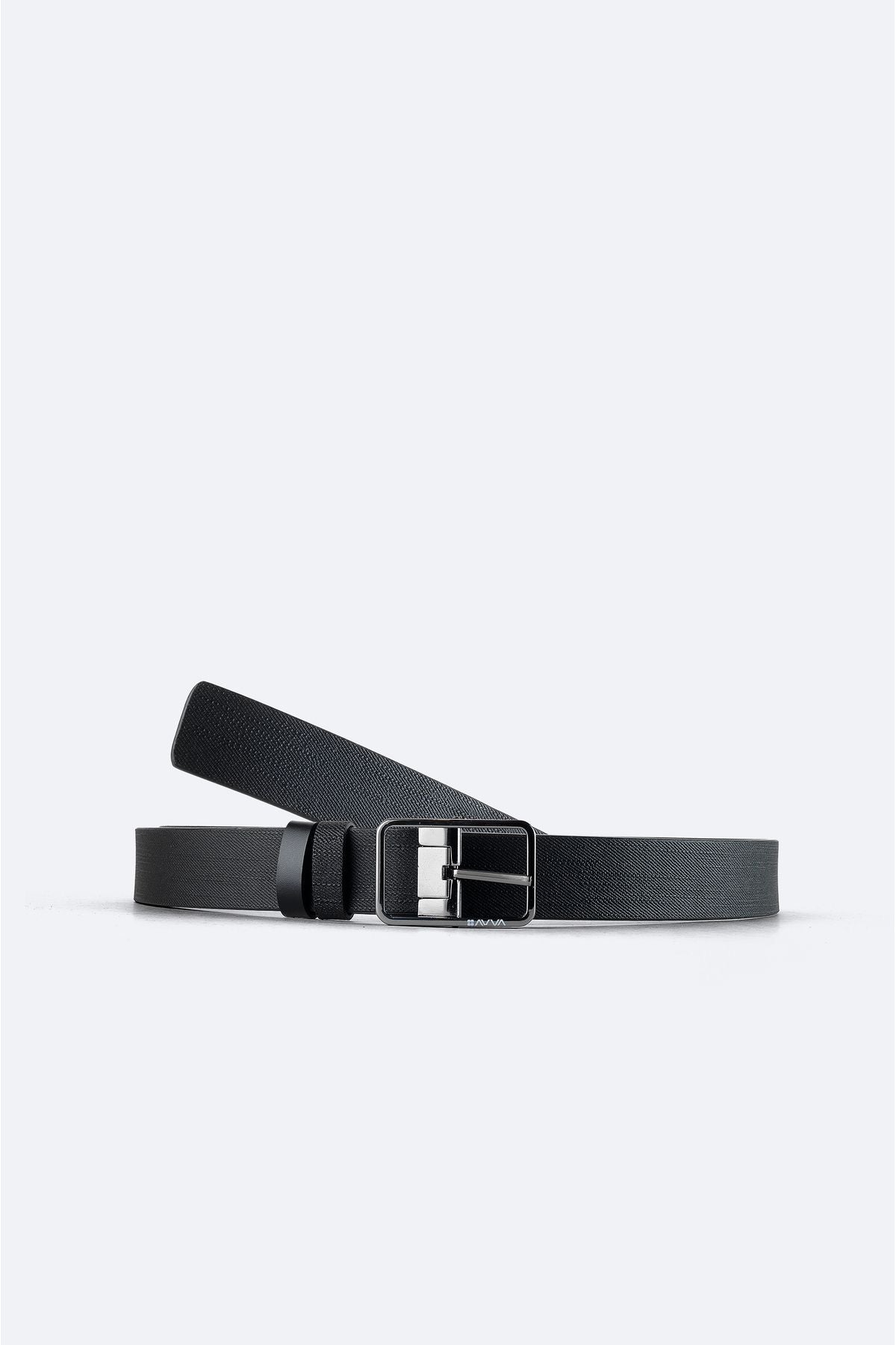 Men's black 100 %leather double -sided flat/patterned belt A41y9312