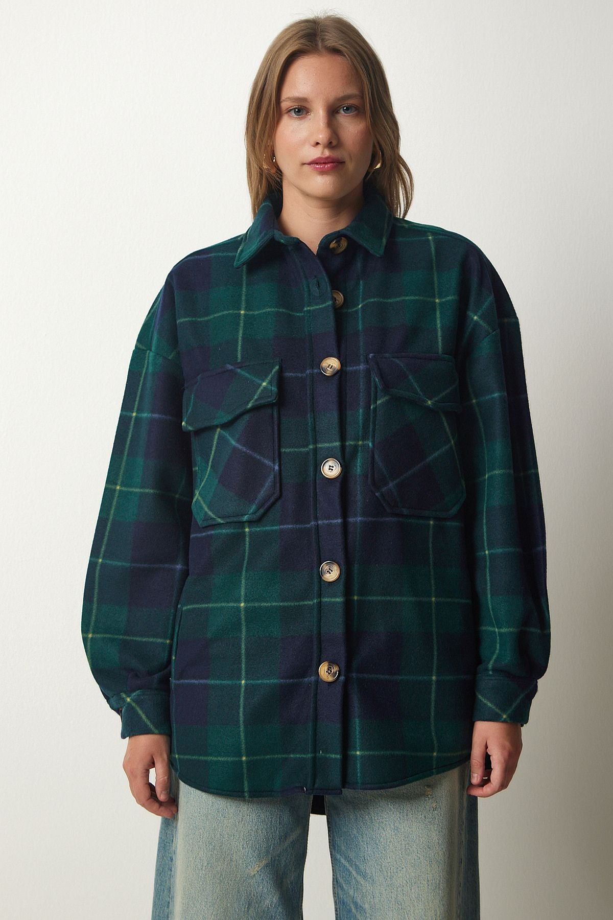 Female Emerald Green Woody Polar Shirt Jacket UB00122