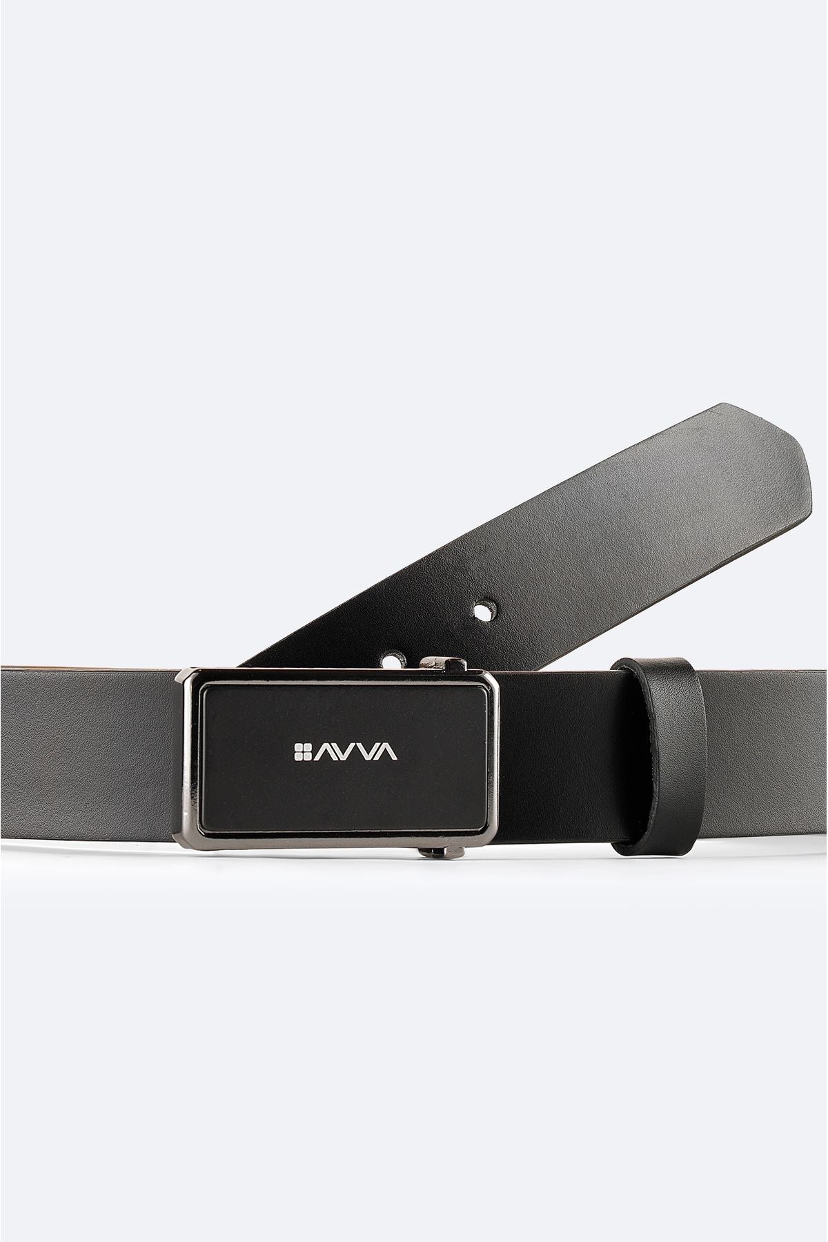 Men's black 100 %leather belt A42y9303