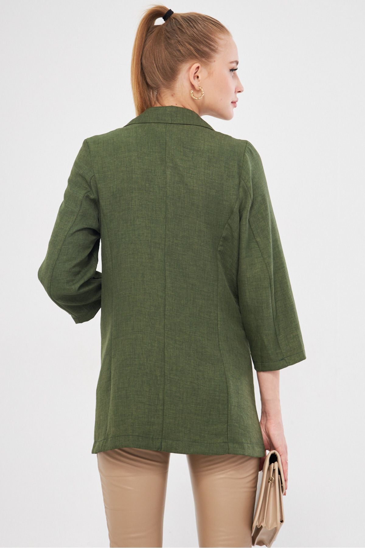 Woman Khaki Pocket Oversize Jacket ARM-24Y001115