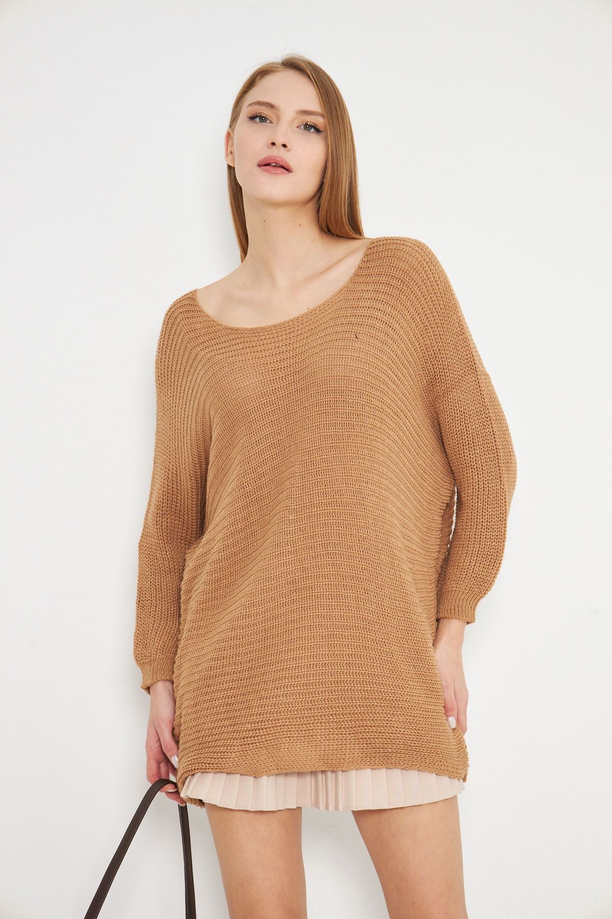 Women Camel Thessaloniki Salaş Triko Sweater ARM-21K012010