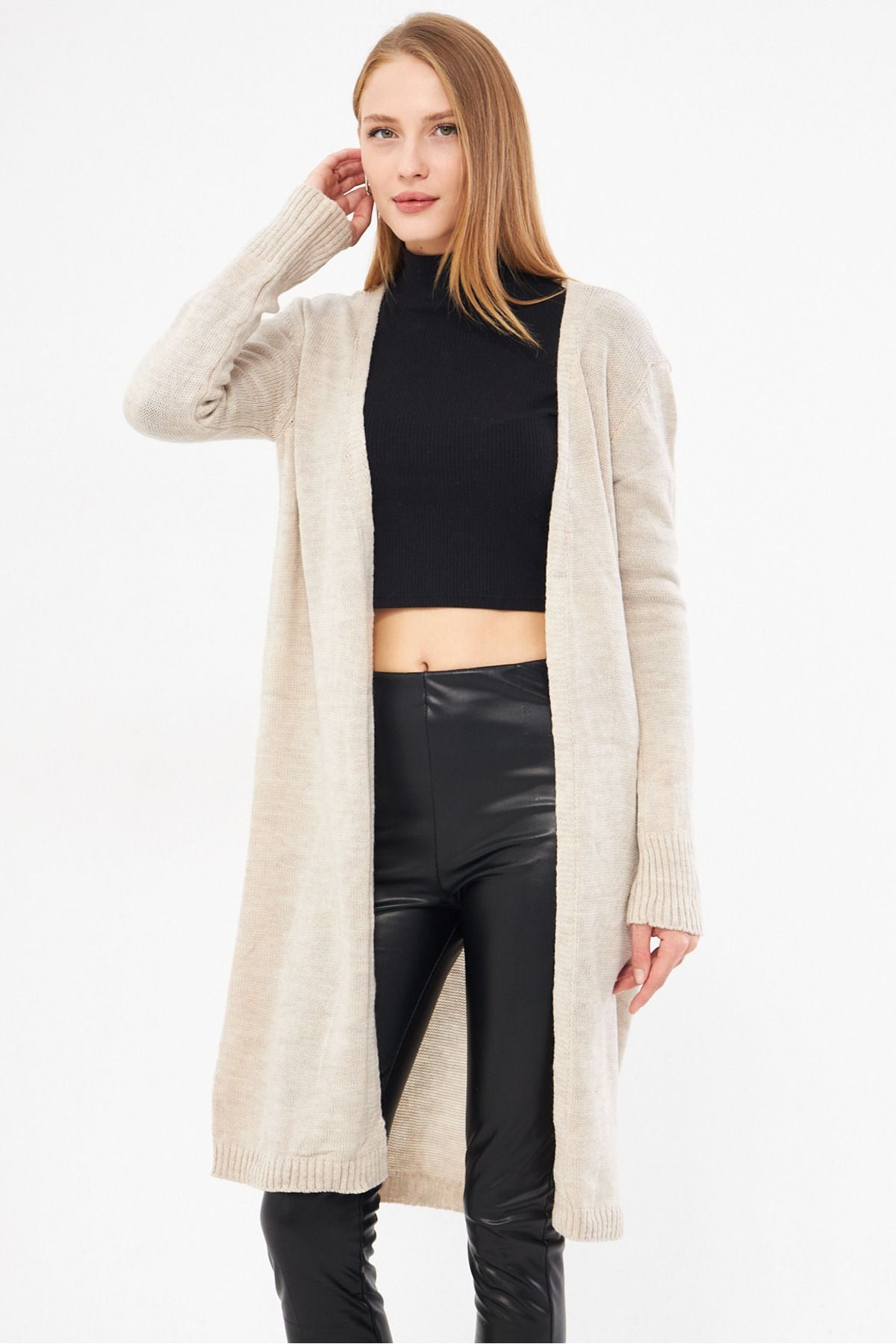 Female Beige Long Sleeve Thin Triko Cardigan ARM-25K069002