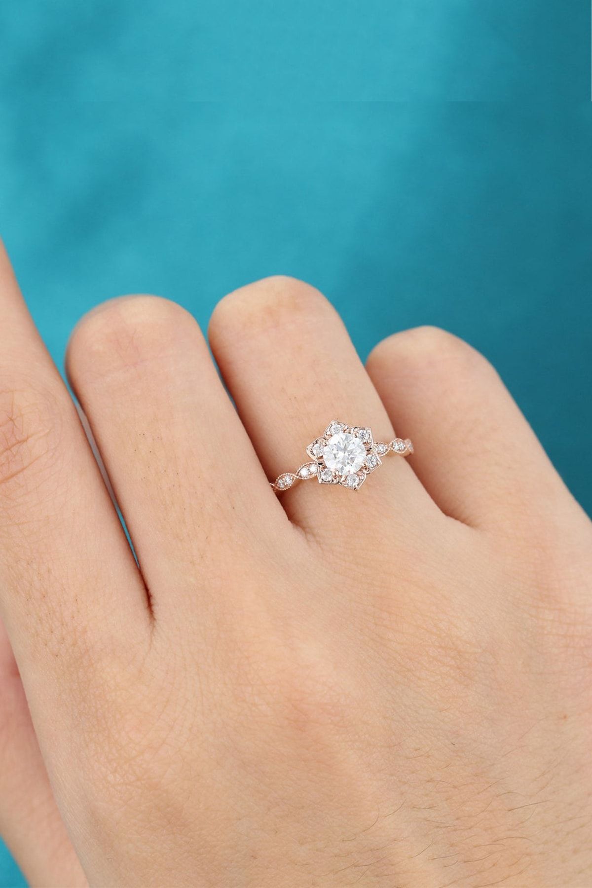 Flower Model Vintage 14 K Rose Gold Plated Adjustable Women Ring