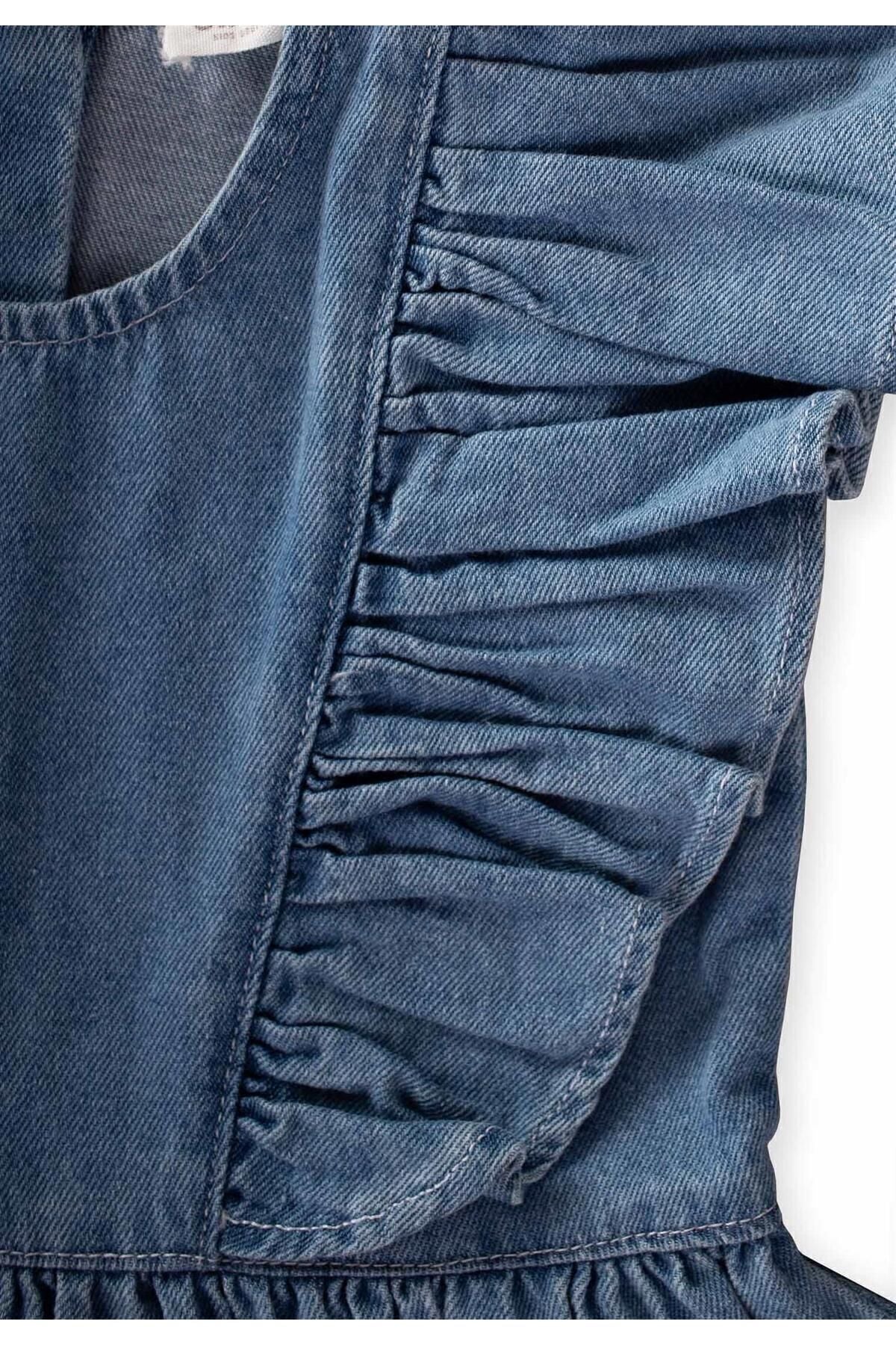 Ruffed jeans from the shoulder 2-7 years blue blue