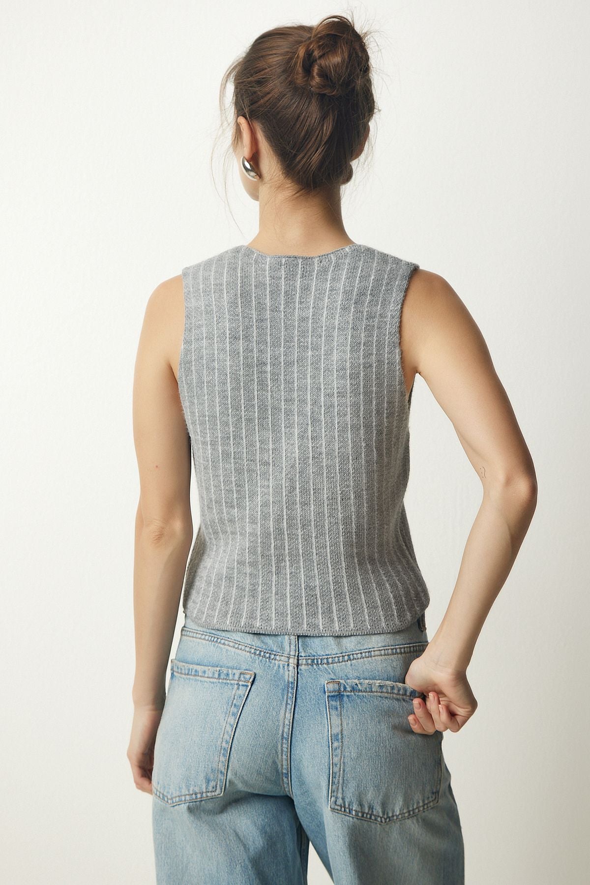 WOMEN GRAY GRAY STRUCTURE SHARLİKO VEST WF00058