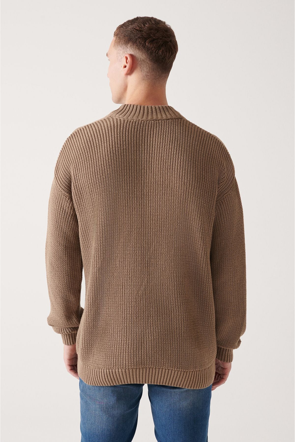 Men's mink bike collar cotton shabby knitwear sweater A22y5007