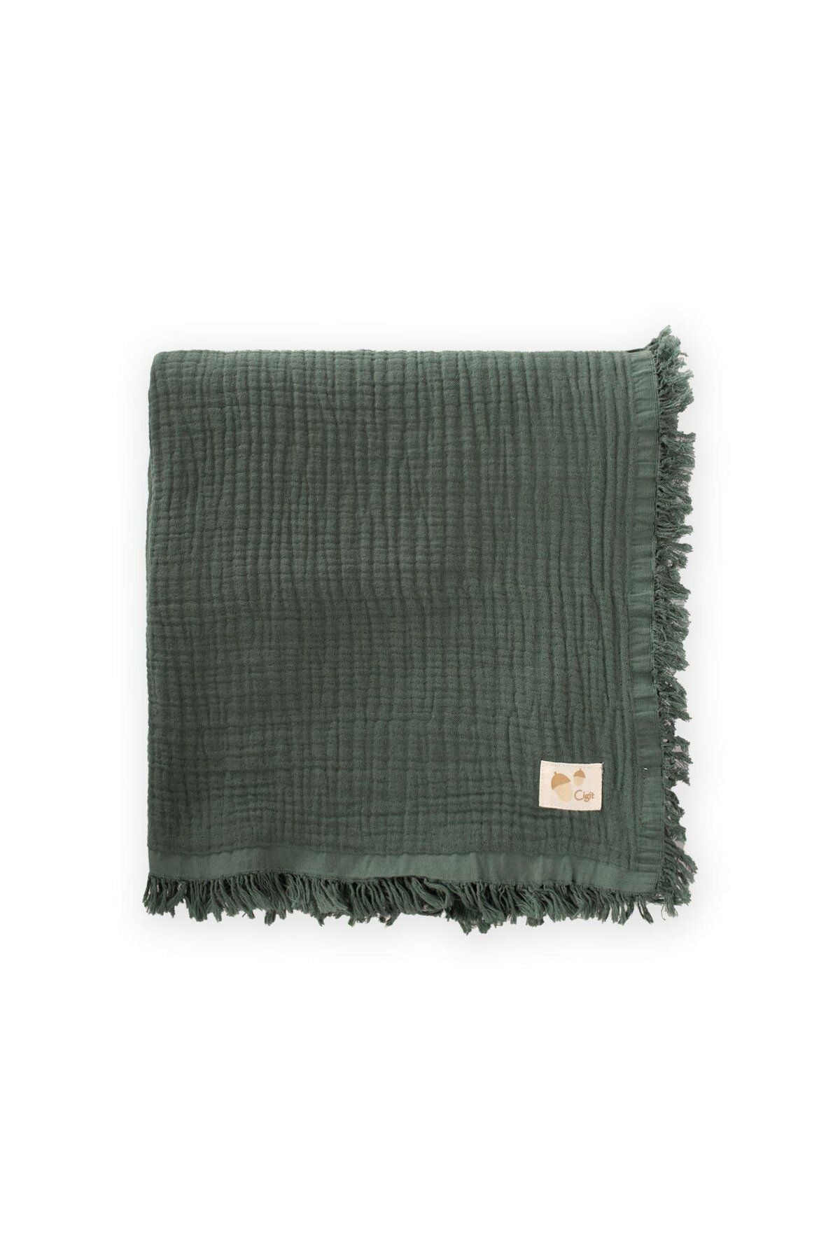 Four -fold tassel blanket 80x120 cm khaki green