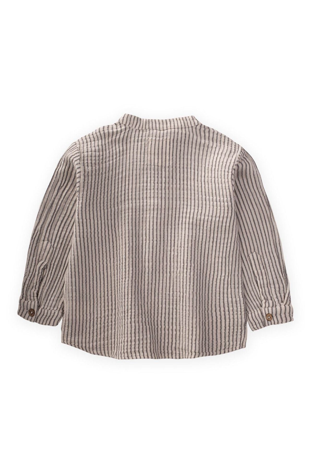 ORGANIC JUDGE YAKA MÜSLİN shirt 2-10 years old black striped