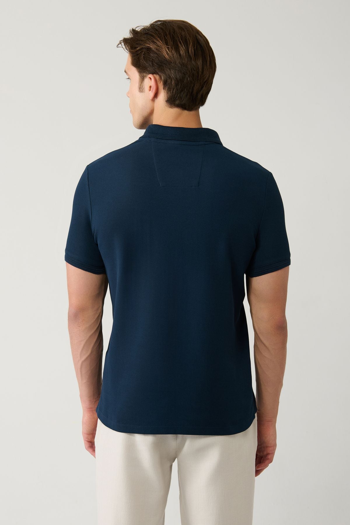 Men's Navy 100 %Cotton Fast Drying Polo Yaka T-shirt B001032