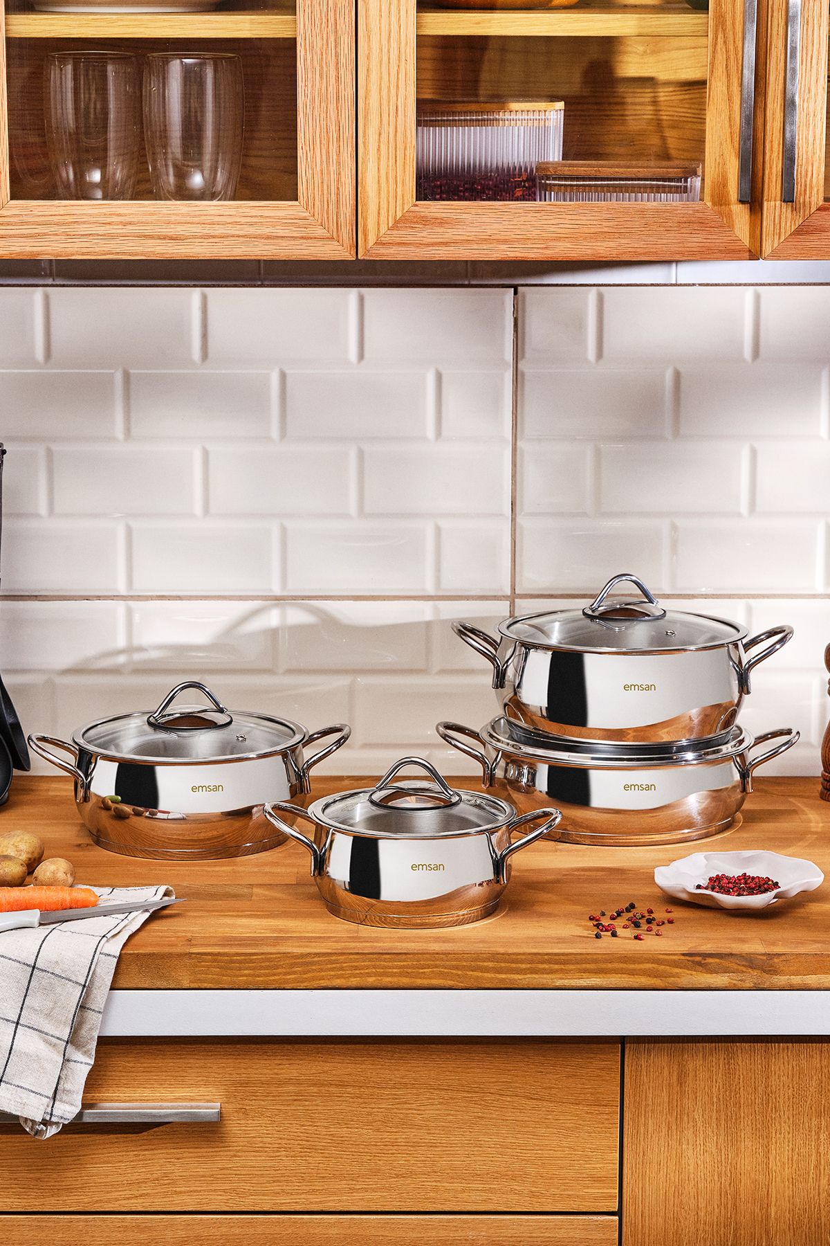 Cemre Induction Based 8 Piece Steel Cookware Set