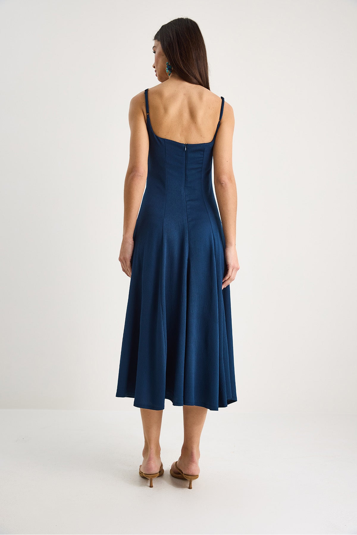 Women's Thin Strap Goddeli Square Collar Midi Dress 7001 60283327