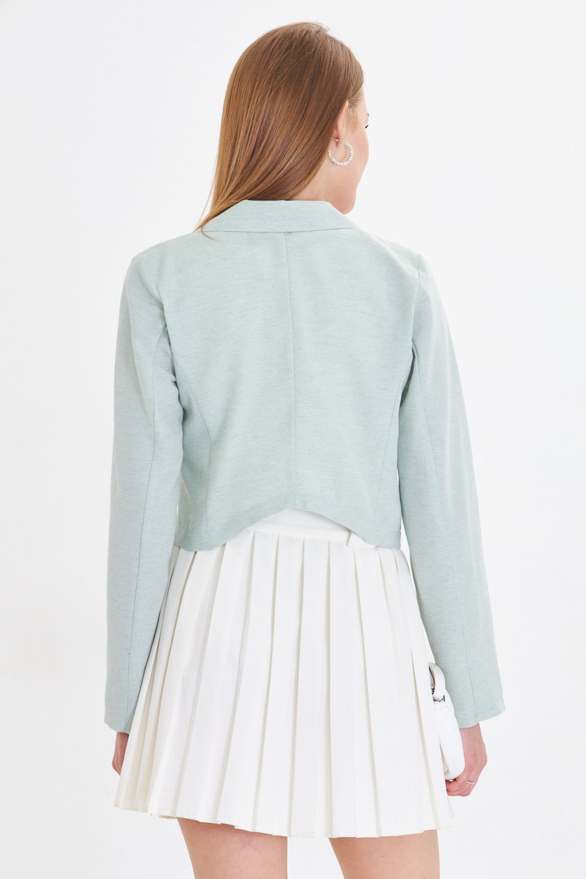 Female Mint Single button Crop jacket ARM-23Y001064