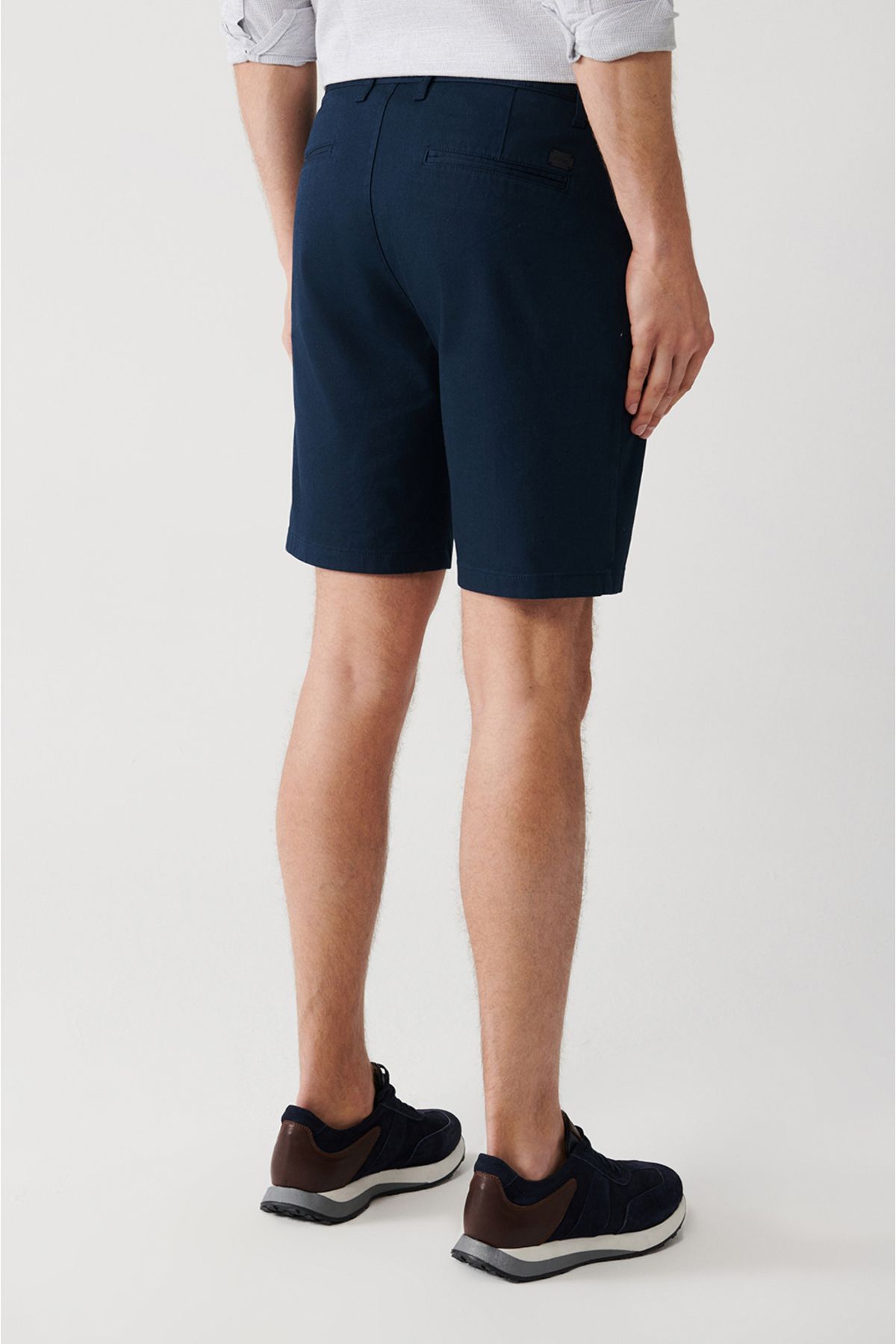 Men's navy blue flexible patara chino canvas shorts B003730