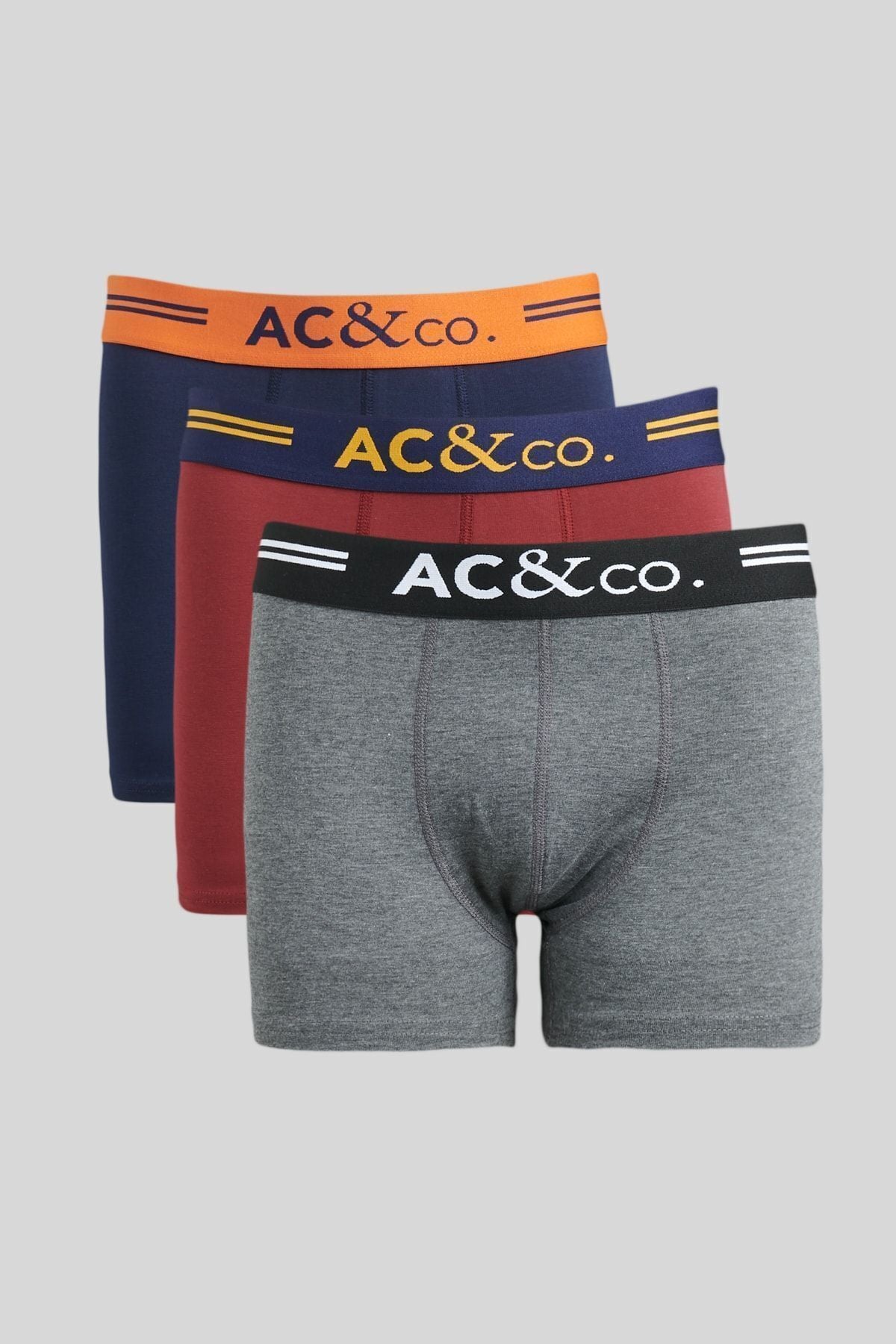 Men's Navy-Bordo-Antrasite 3 Piece Cotton Flexible Boxer Package