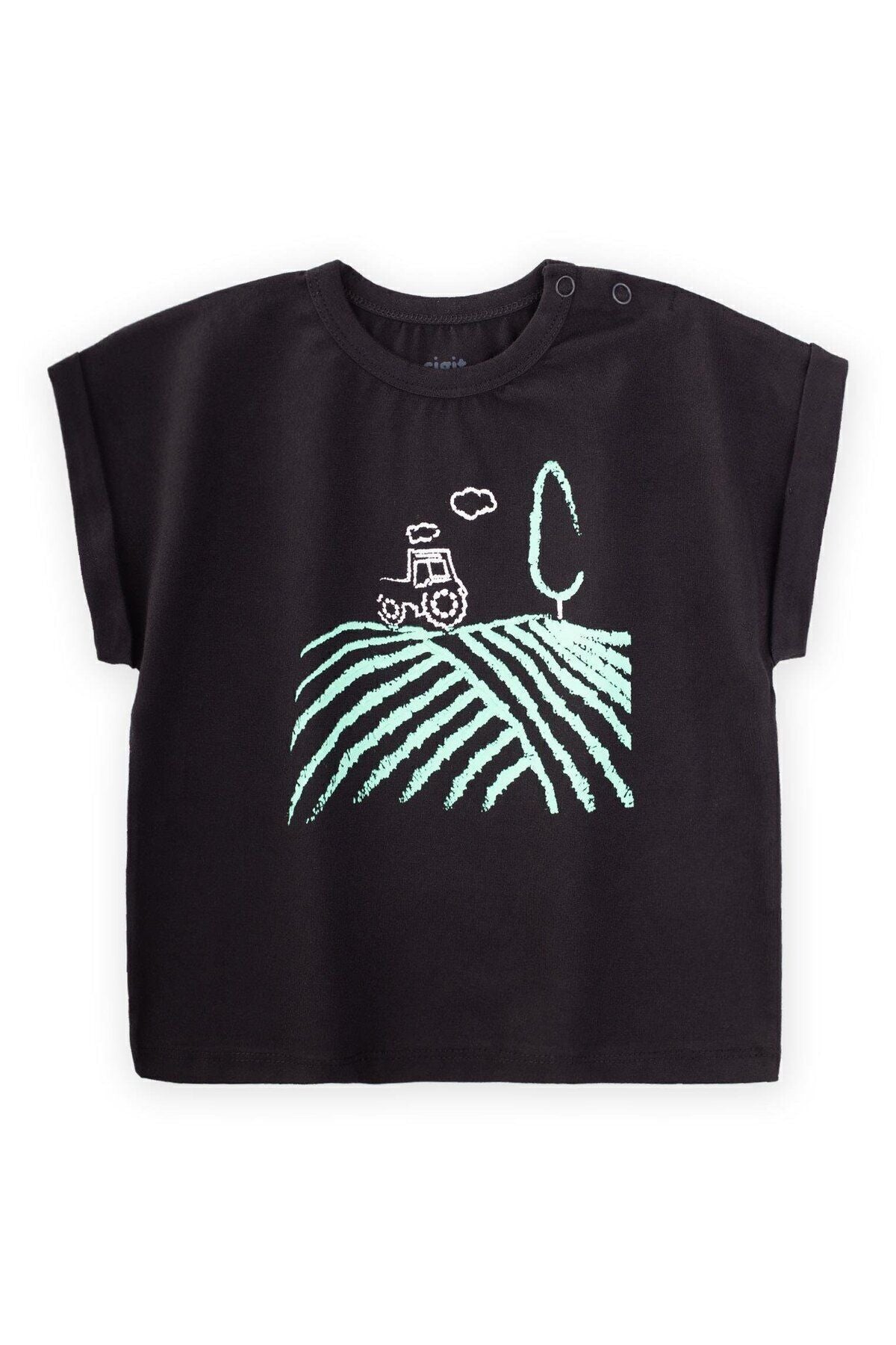 Tractor Printed T-Shirt 1-5 Years Black