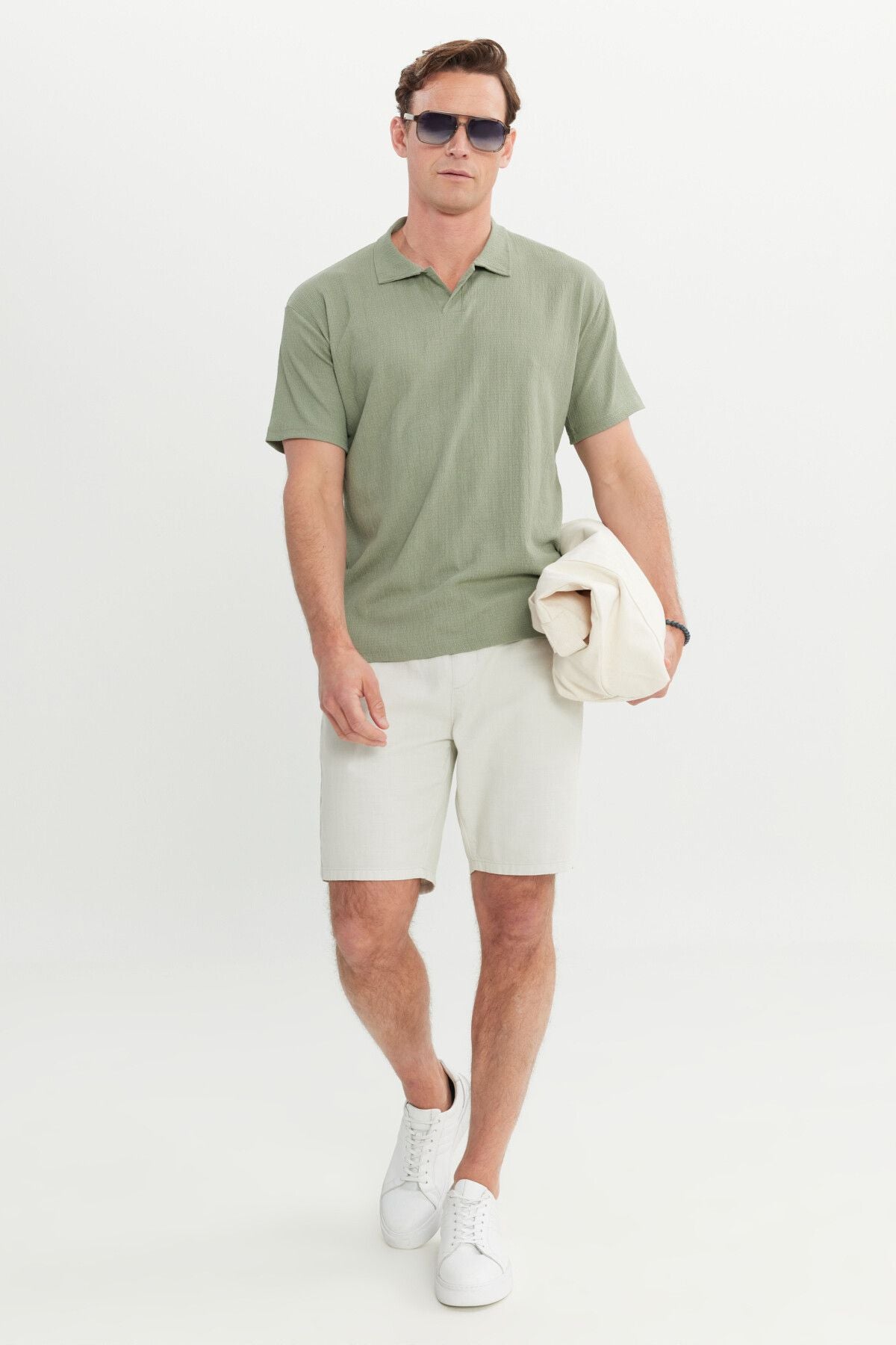 Men's Water Green Relax Fit Casual Cut Polo Yaka T -shirt