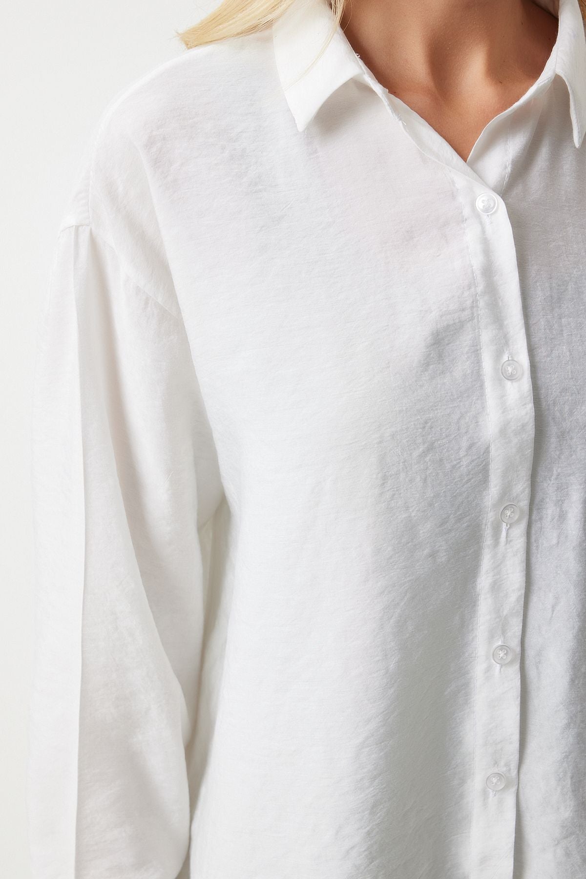 Woman Ekru Oversize Long Linen Ayrrin Shirt to00141