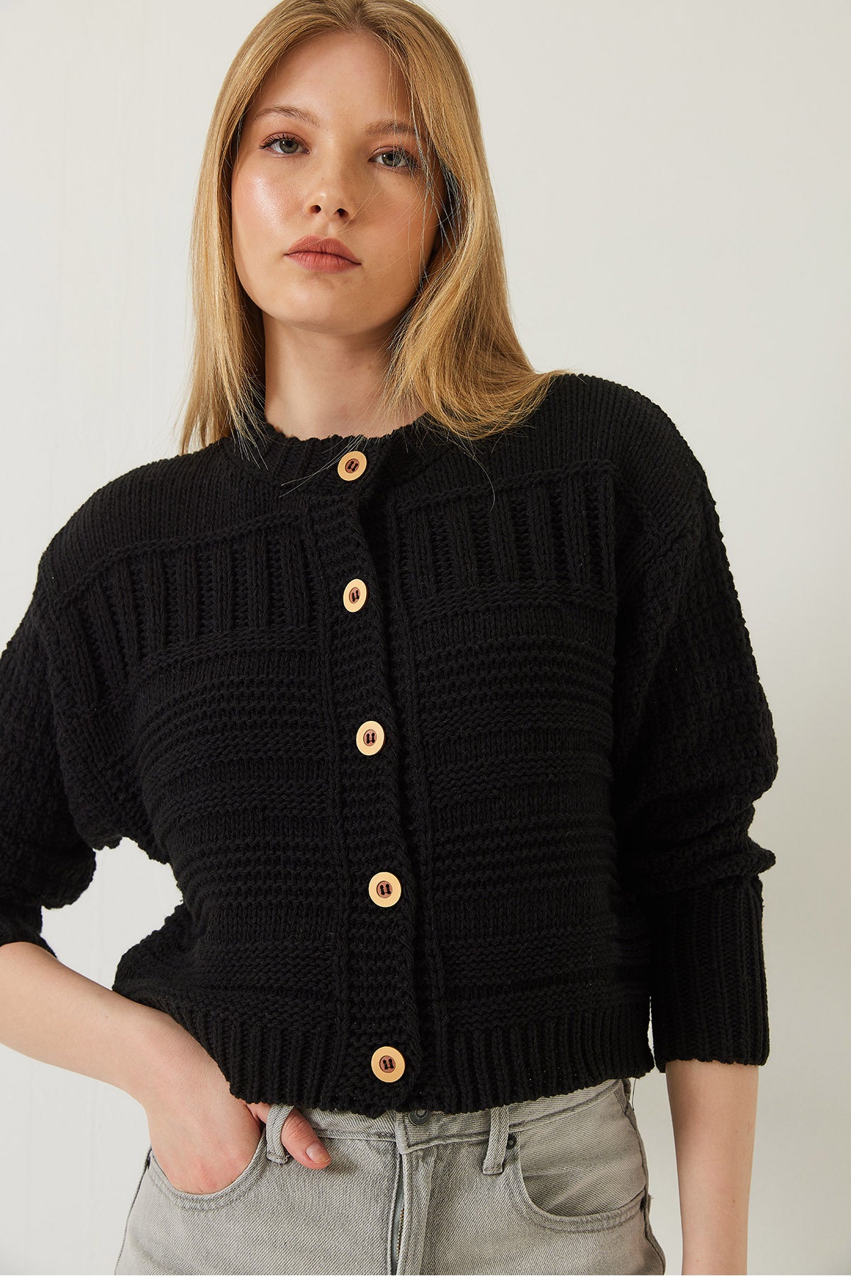 Women's Buttoned Patterned Knitwear Cardigan 20247545