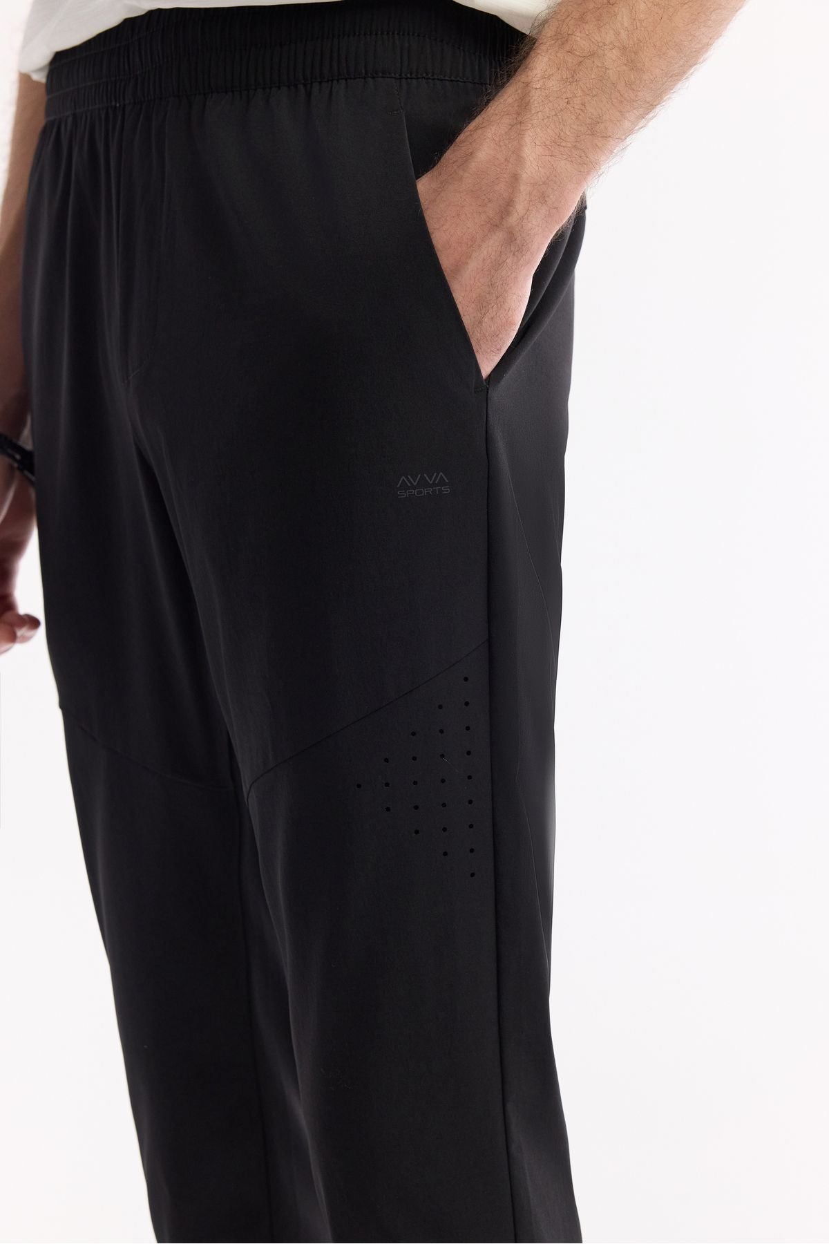 Men's Black Waist Side with Pocket Part Technical Fabric Jogger A51y3421