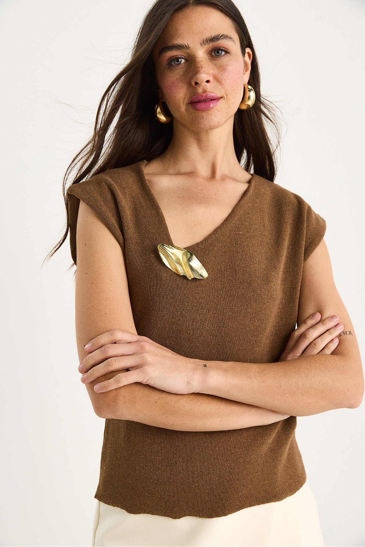 Women's Accessory Detailed Low Shoulder Knitwear Blouse 20251023