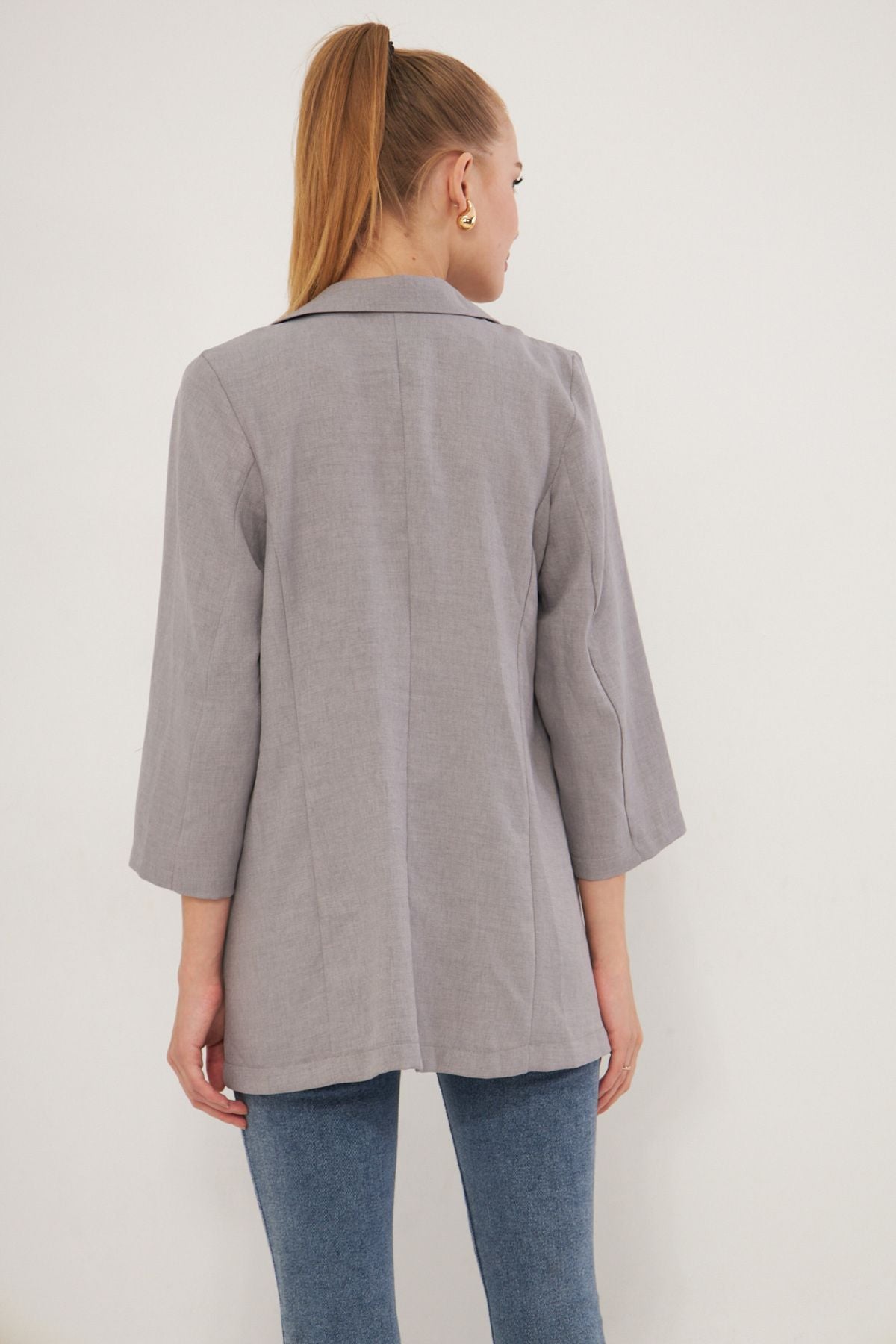 WOMEN'S Gray Pocket Oversize Jacket ARM-24Y001115