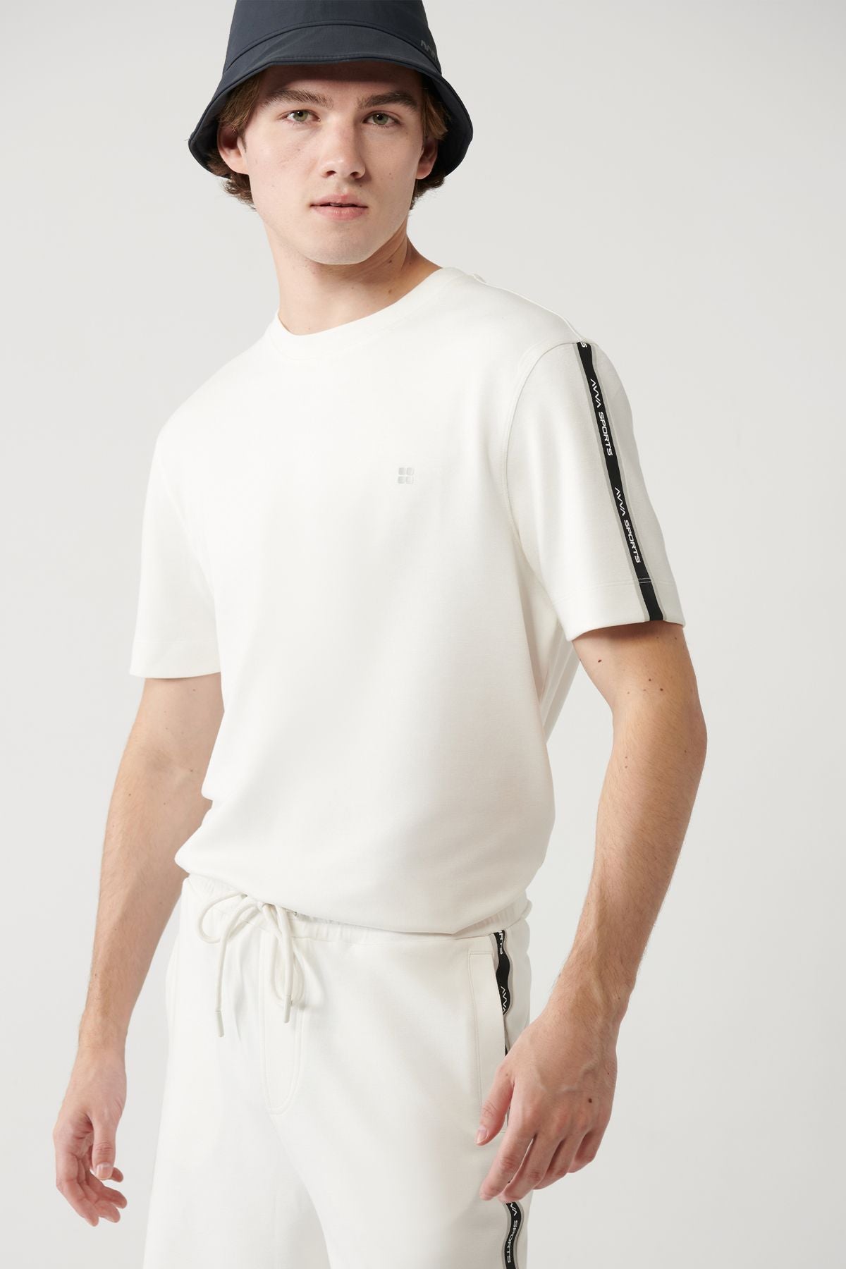 Men's White Soft Touch Bicycle Collar Printed T-Shirt A41y1327