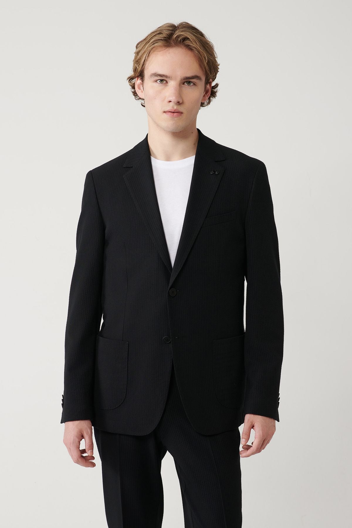 Men's black slit -free flexible fabric jacket A41y4000