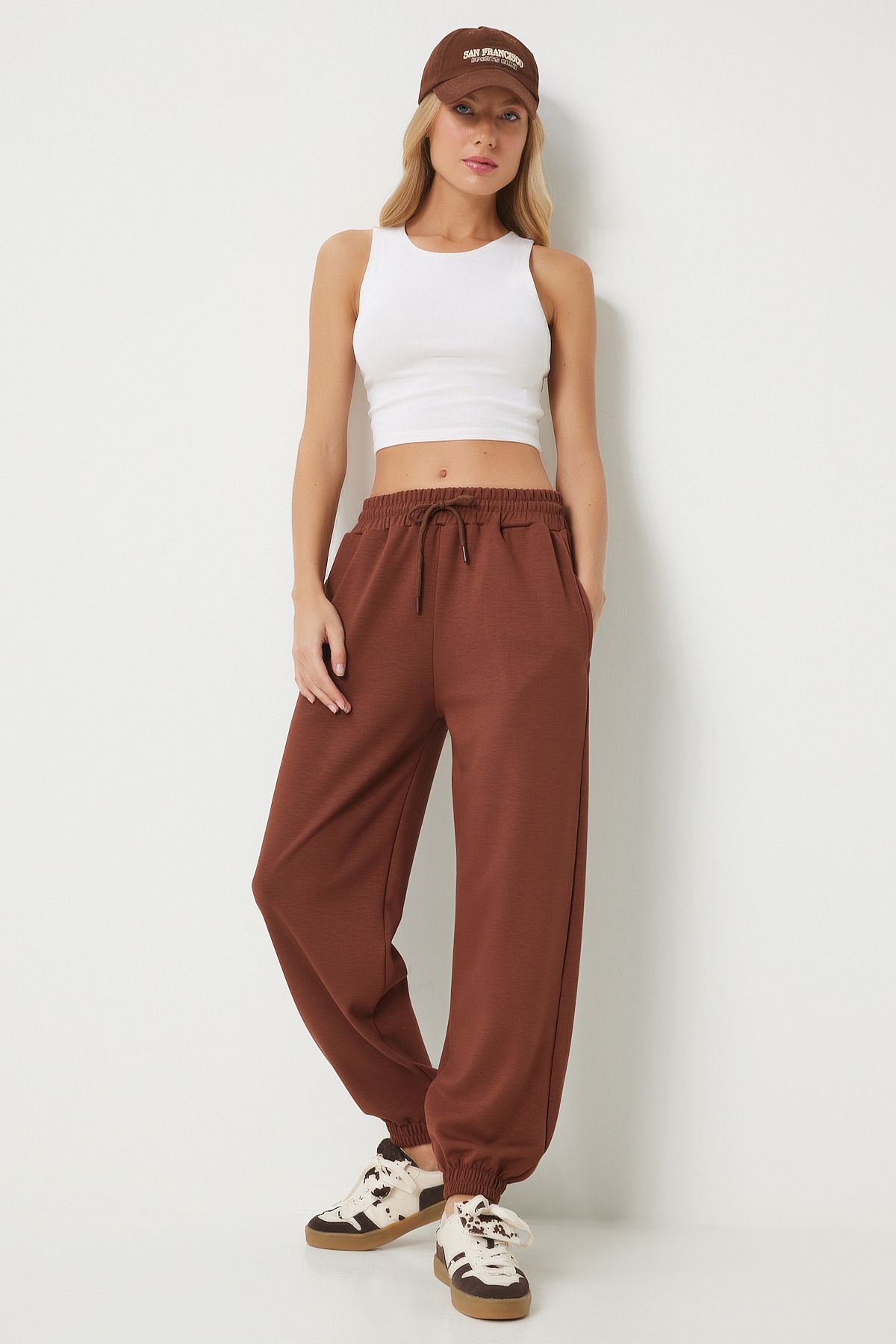 Female Brown Modal Mixed Jogger Service Six EN00617