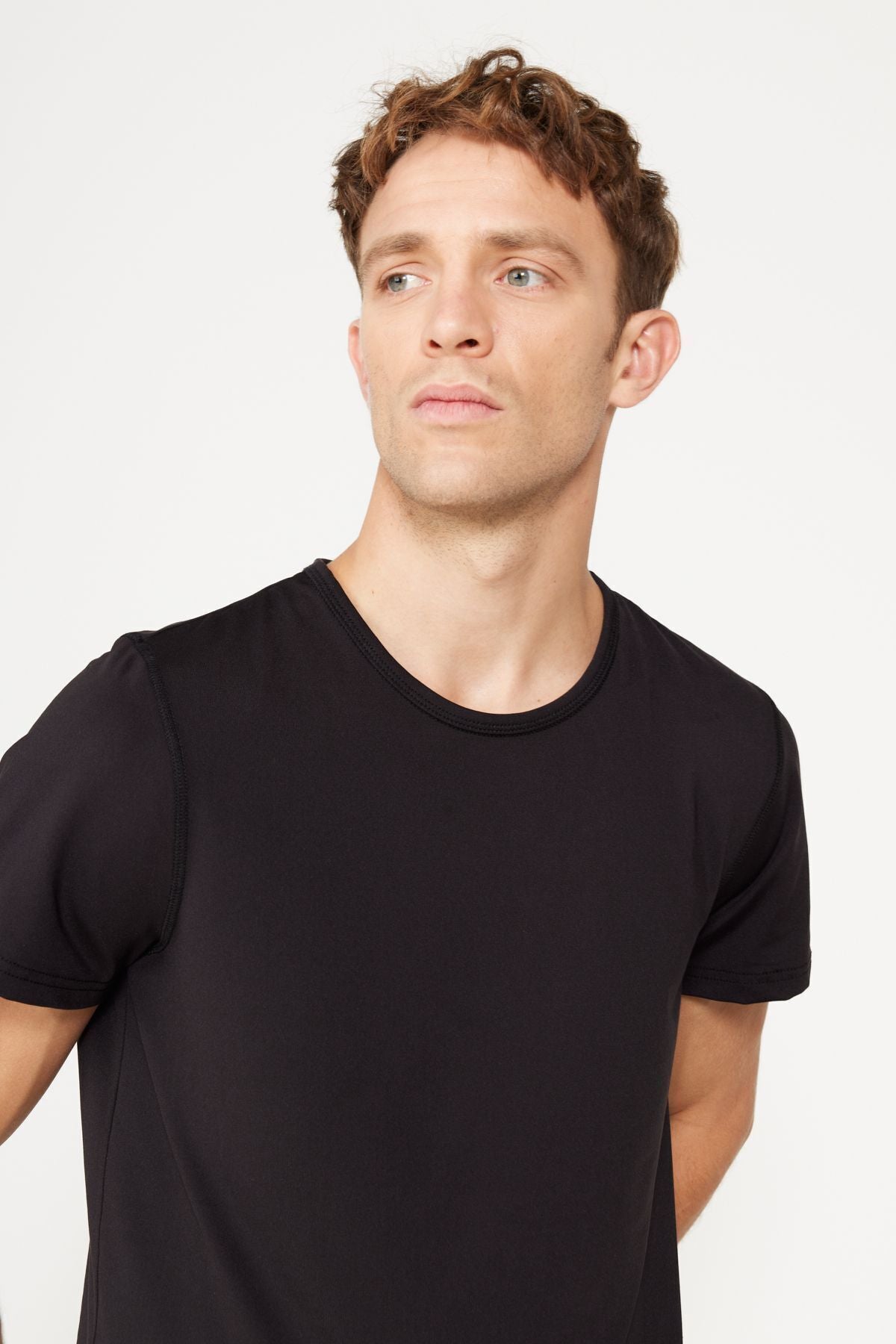 Men's heat, breathing thermal black standard standard fit normal cut flexible underwear T -shirt