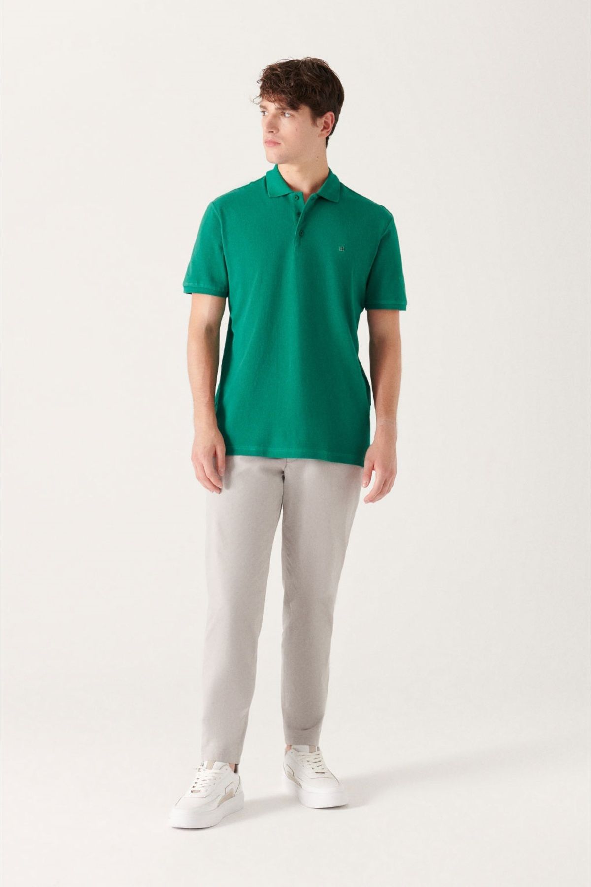 Men's green 100 %cotton cool Polo Yaka T-shirt E001004