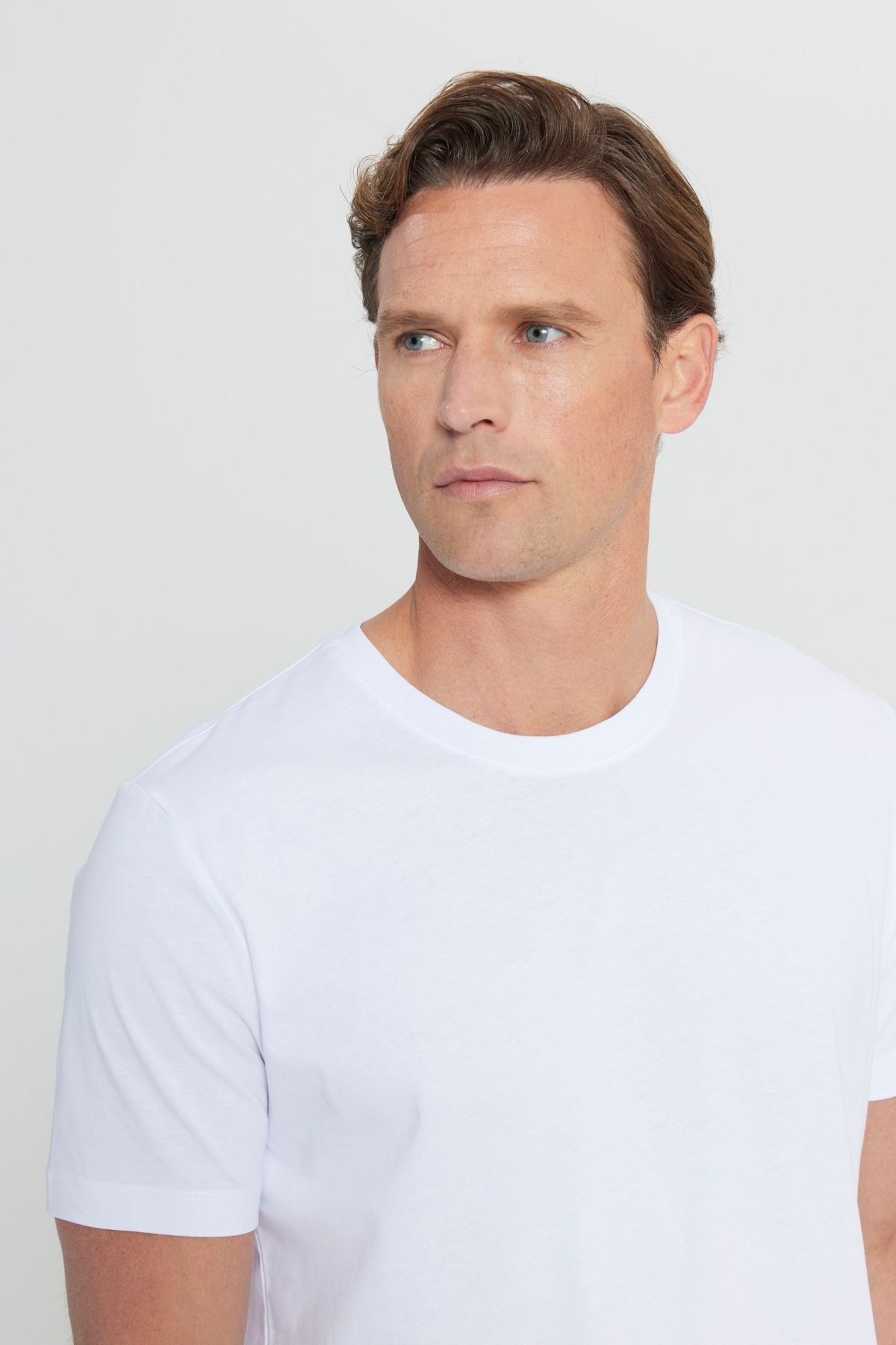 Men's white 100 %cotton slim fit narrow cut bike bike Basic T -shirt