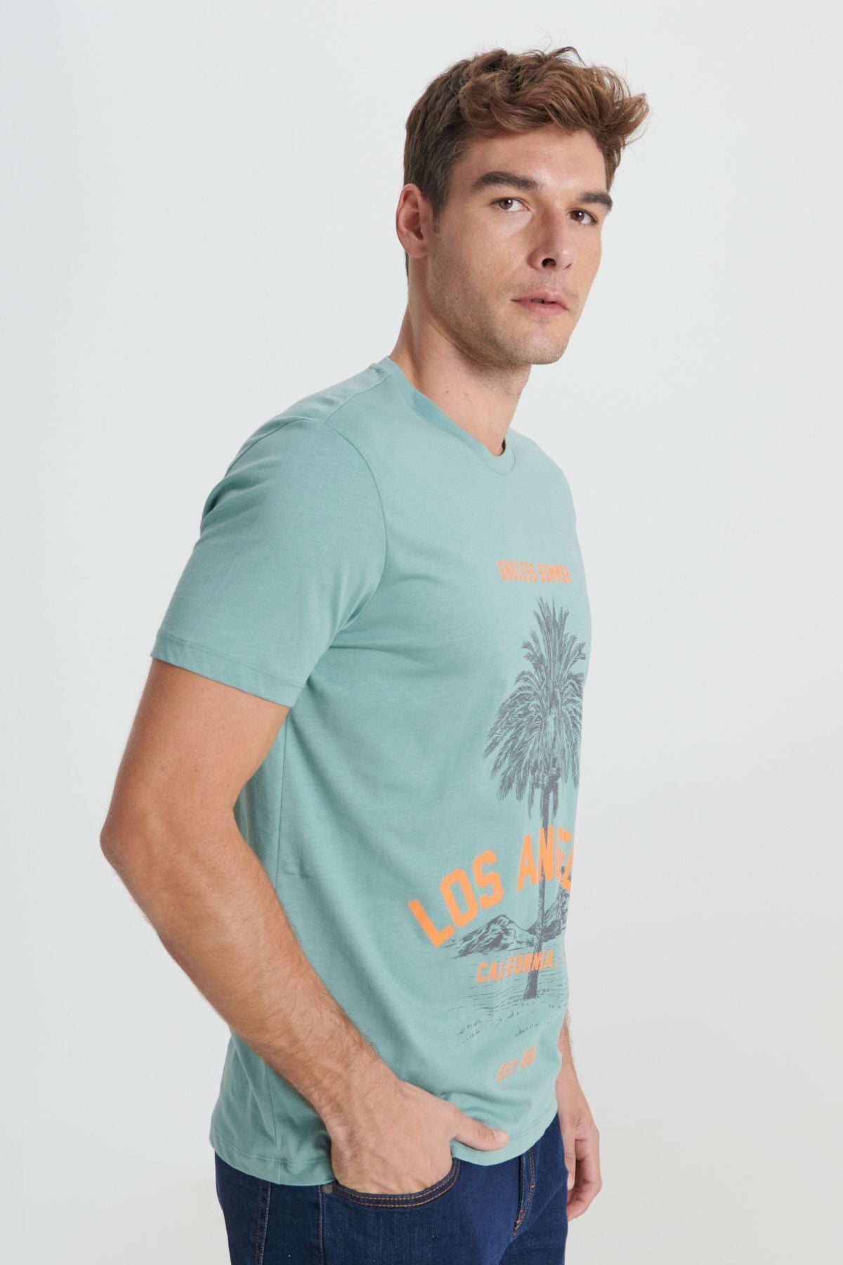 Men's Coat Full Standard Fit Normal Section 100 %Cotton Bicycle Yaka T -shirt