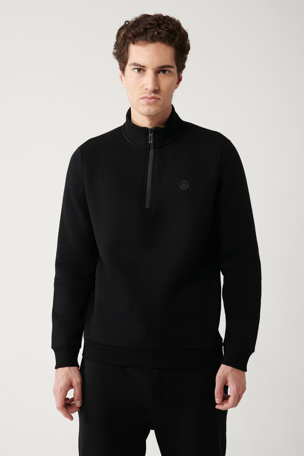 Men's black upright collar zipper with a bondon 3 IP Sweatshirt E001020