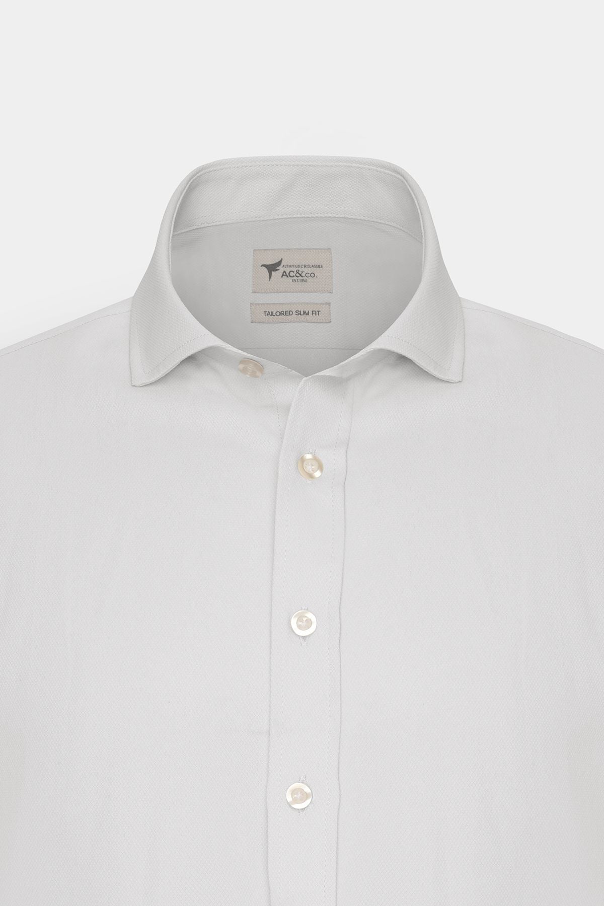 Men's white easy ironable slim fit narrow cutting Italian collar Amesty shirt