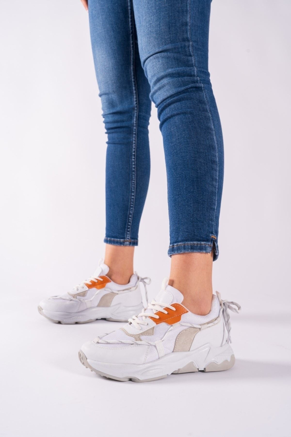 White Orange Woman Sneaker 0012190